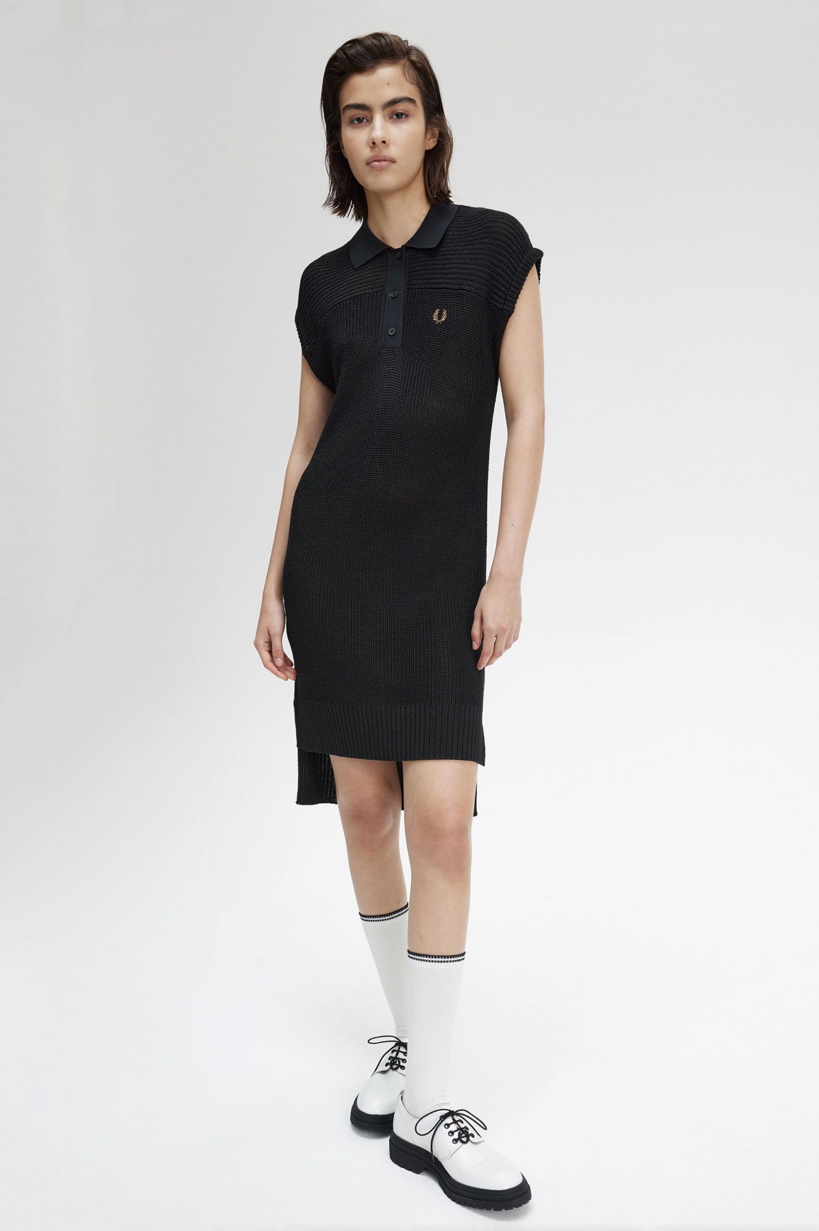 Knitted Shirt Dress Black 7039305