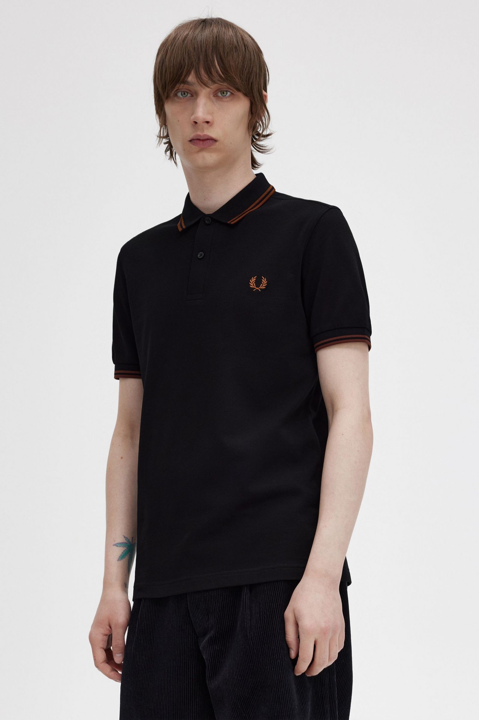 The Fred Perry ShirtM3600 Black / Whisky Brown / Whisky Brown 7038552