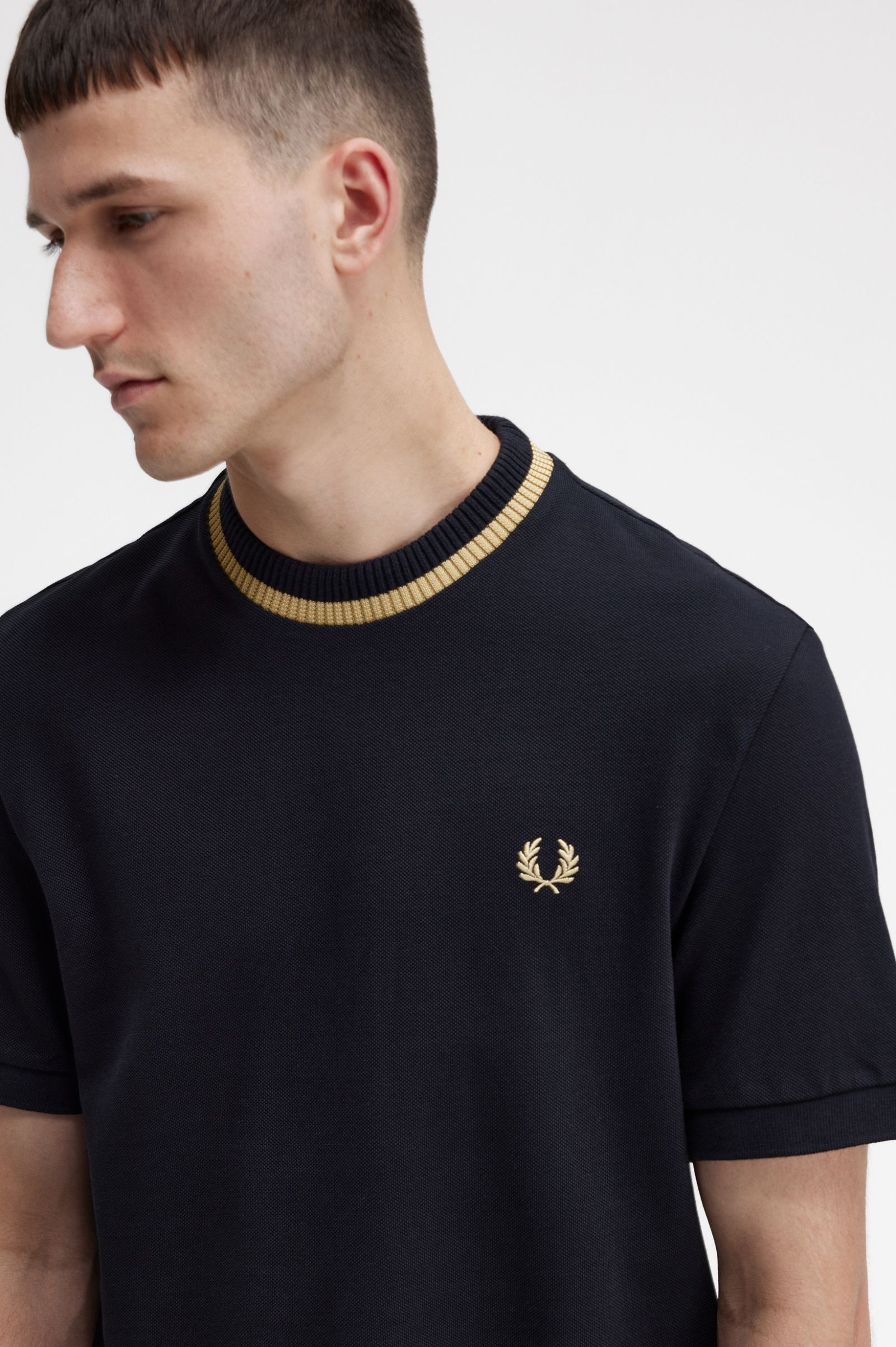 Crew Neck Piqué T-Shirt Black 7038936