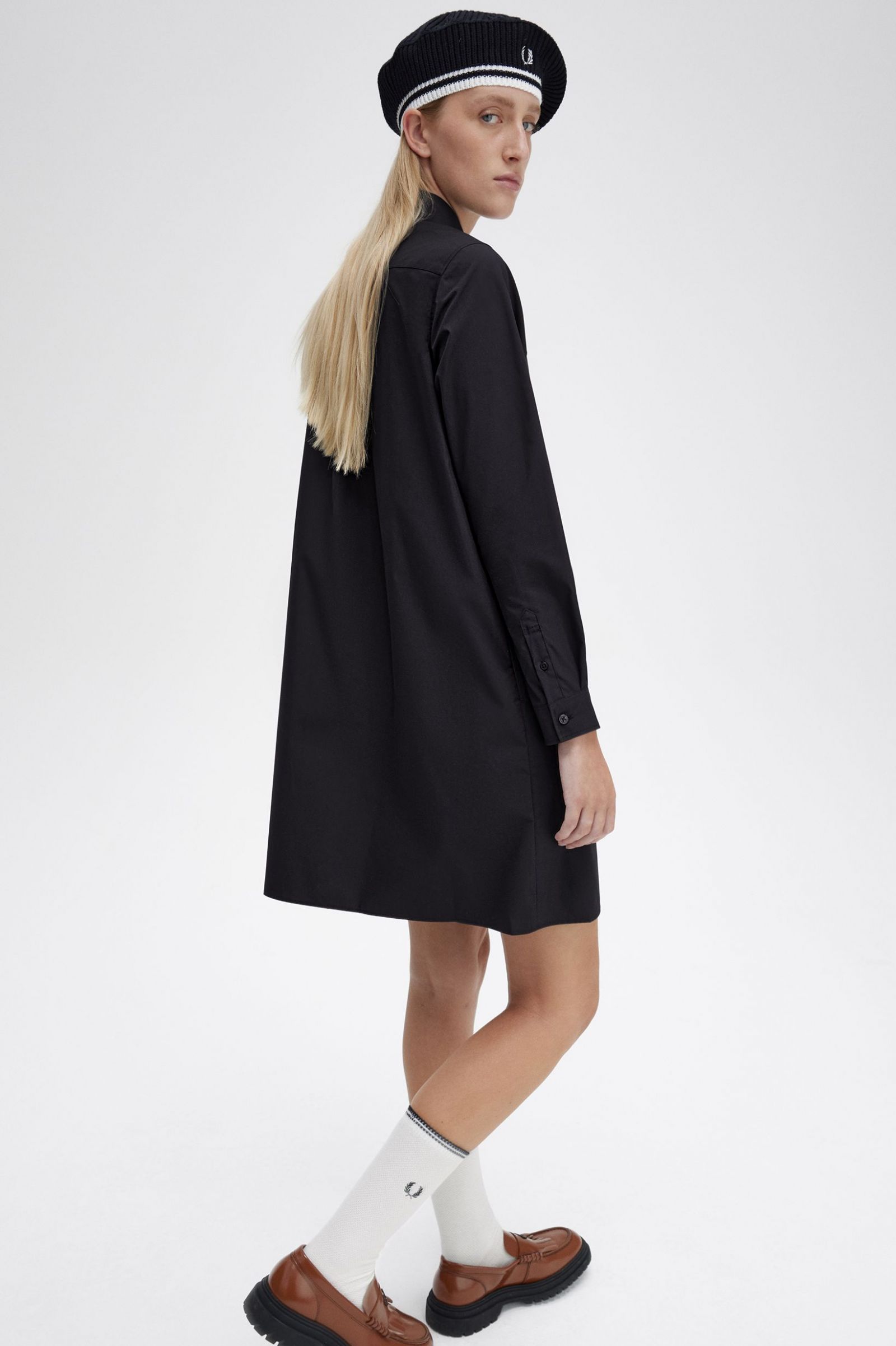 Button-Through Shirt Dress Black 7039354