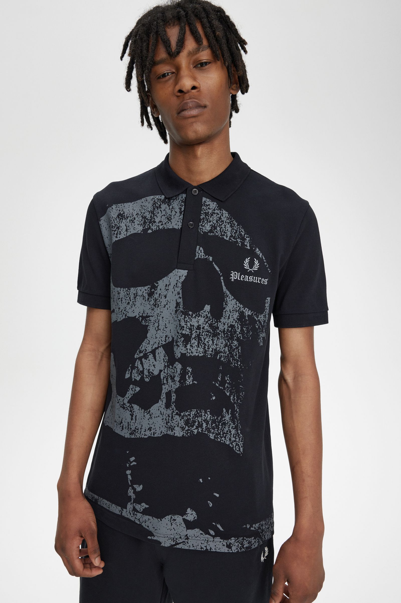PleasuresSkull Fred Perry Shirt Black 7039161
