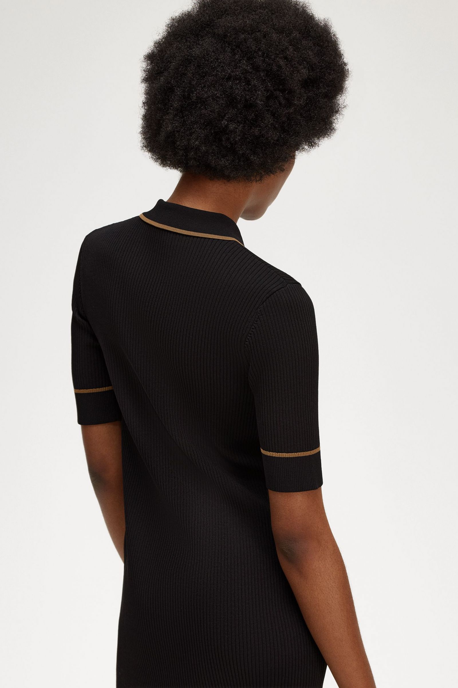 Ribbed Knitted Shirt Dress Black 7039288