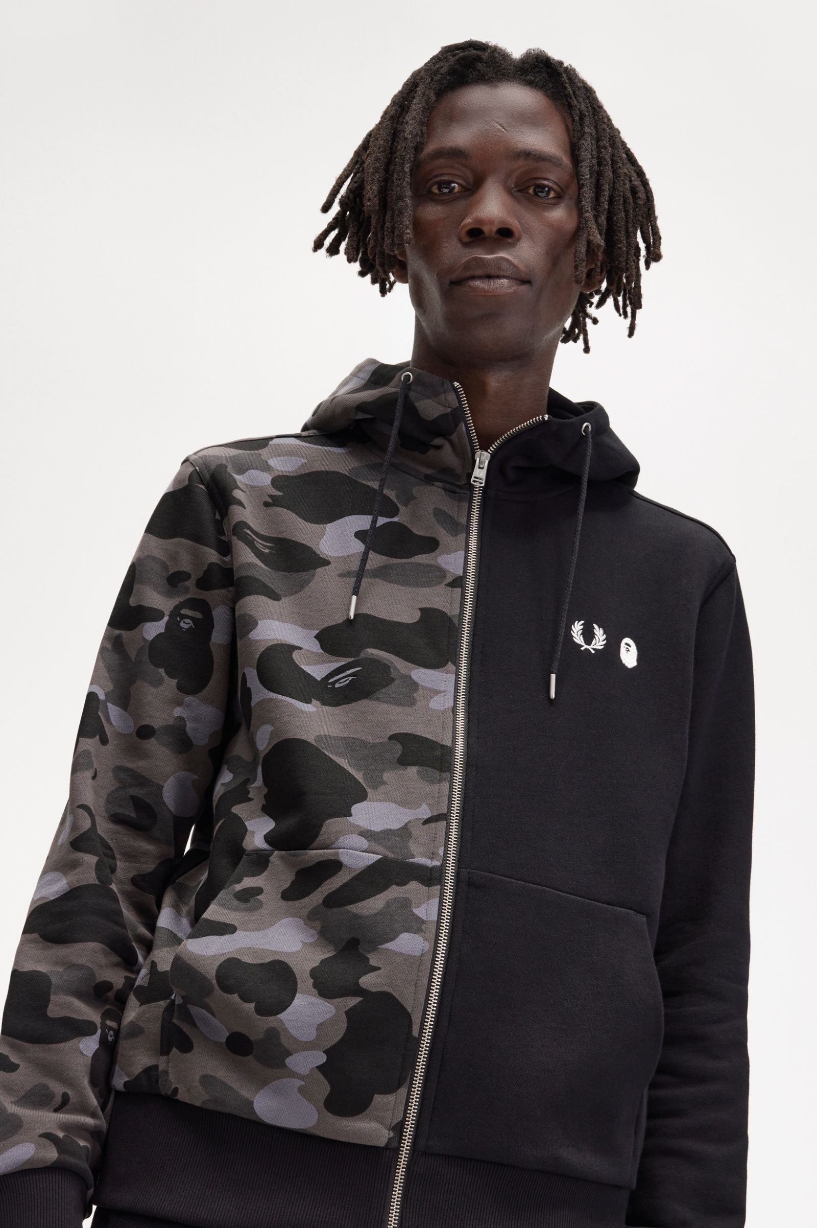 A Bathing Ape?Contrast Zipped Hooded Sweatshirt Black 7038238