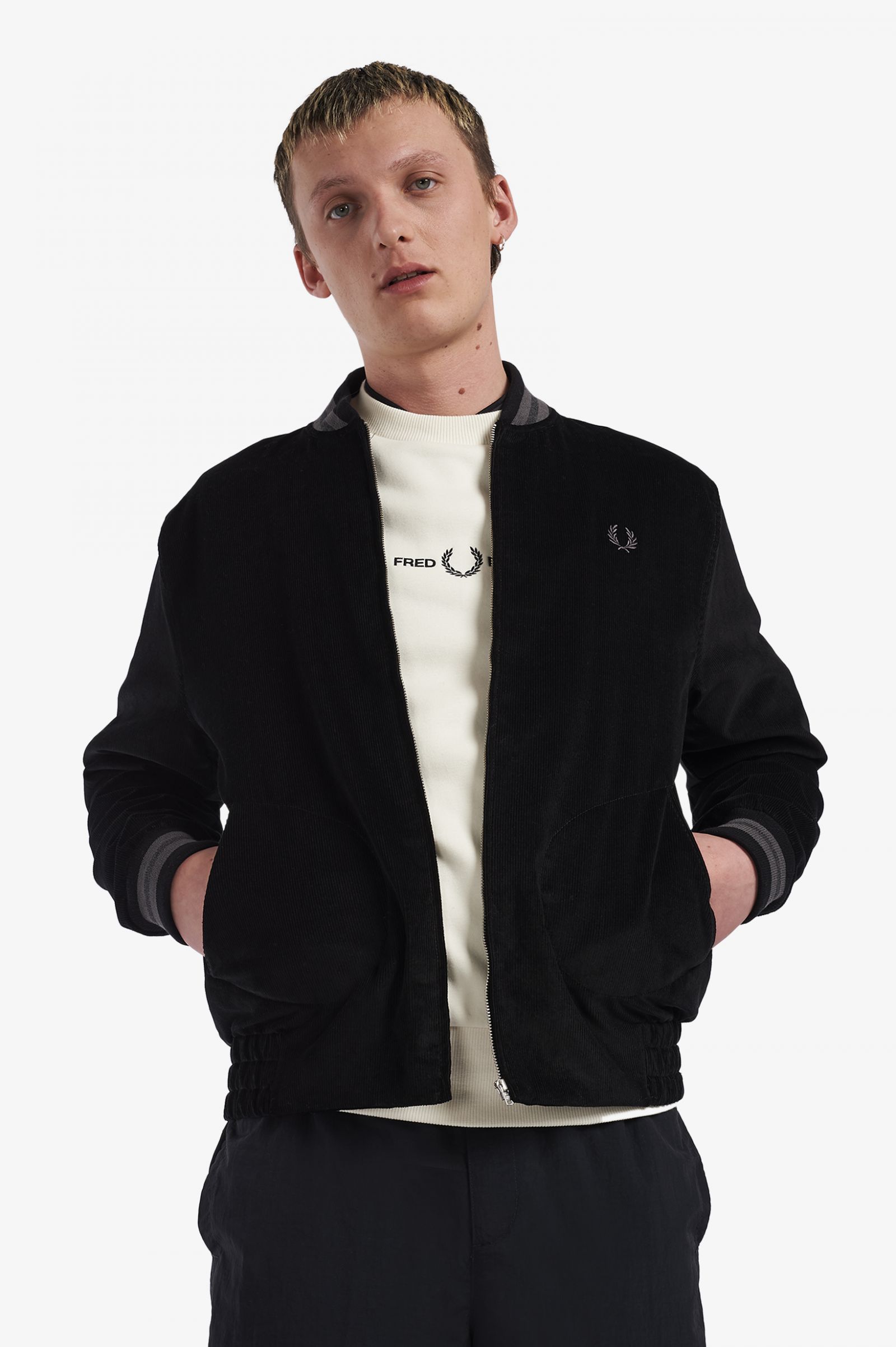 Made In EnglandNeedlecord Tennis Bomber Black 7037876