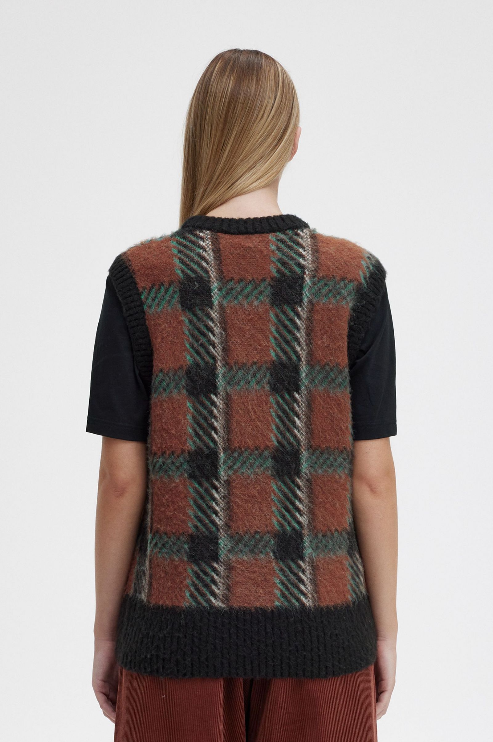 Glitch Tartan Knitted Tank Whisky Brown 7039311