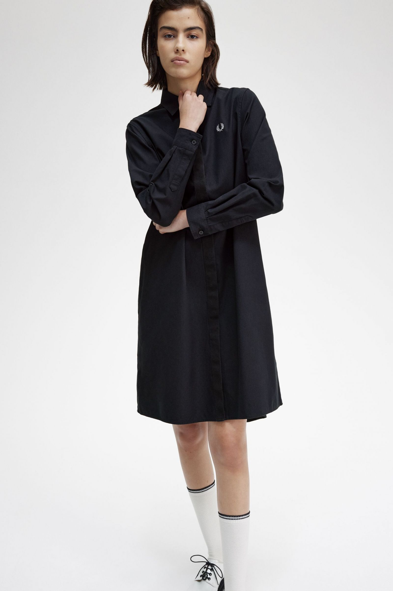 Fishtail Hem Shirt Dress Black 7039298