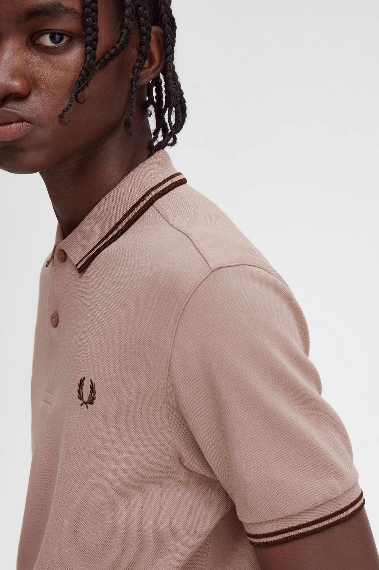 The Fred Perry ShirtM3600 Dark Pink / Burnt Tobacco / Burnt Tobacco 7038553