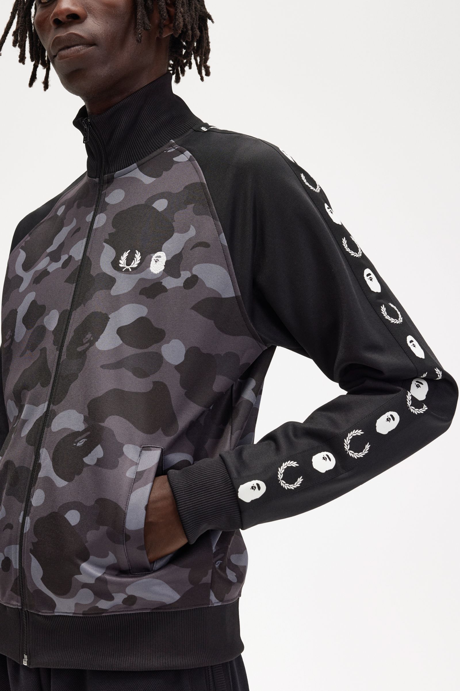 A Bathing Ape?Camouflage Panel Track Jacket Black 7038241