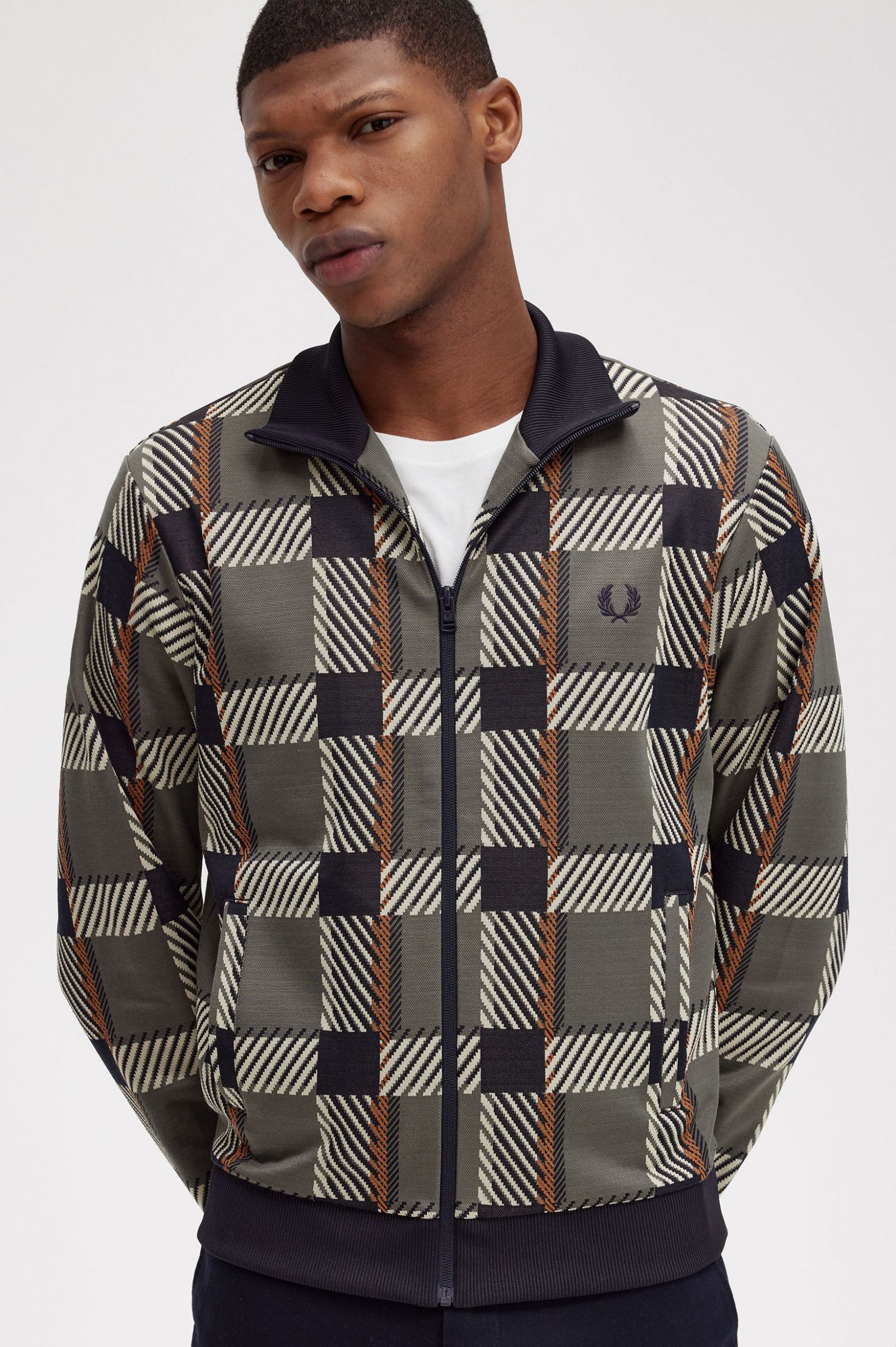 Glitch Tartan Track Jacket Field Green 7039125