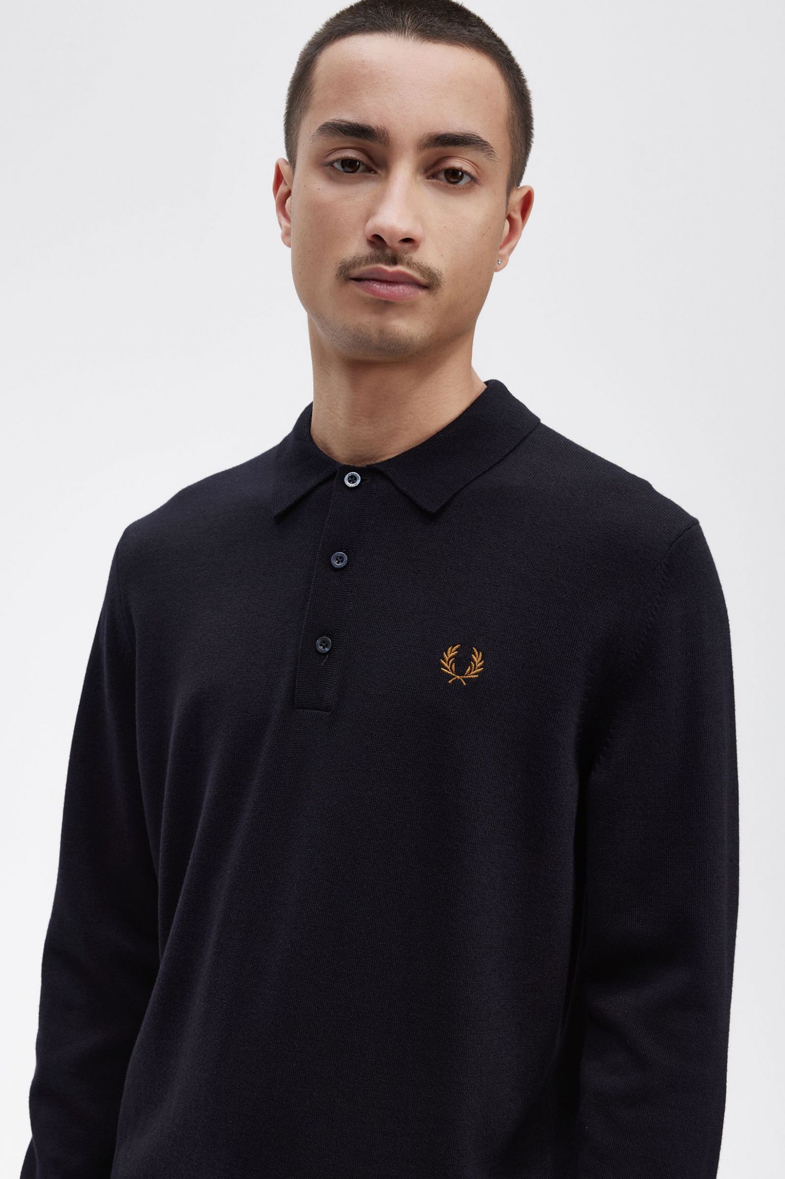 Long Sleeve Knitted Shirt Navy 7038341