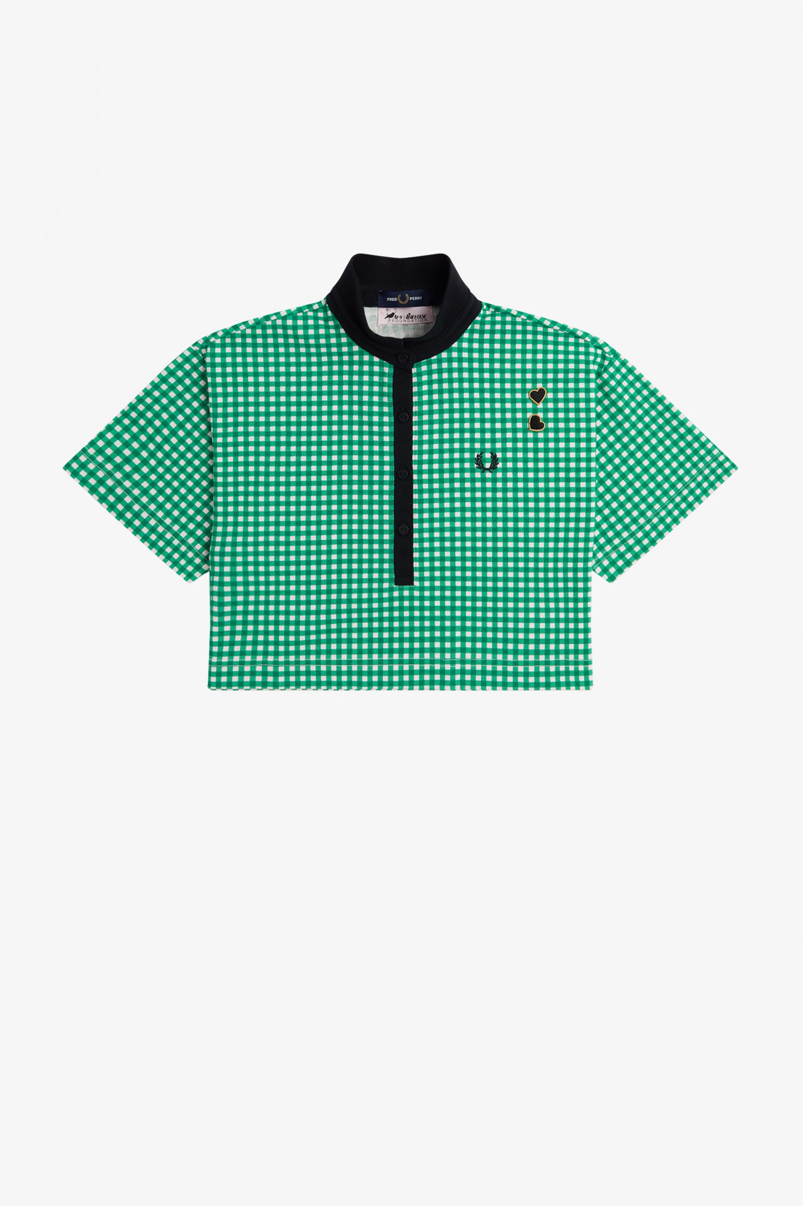 Amy Winehouse FoundationCropped Gingham Piqué Shirt Fred Perry Green 7037954