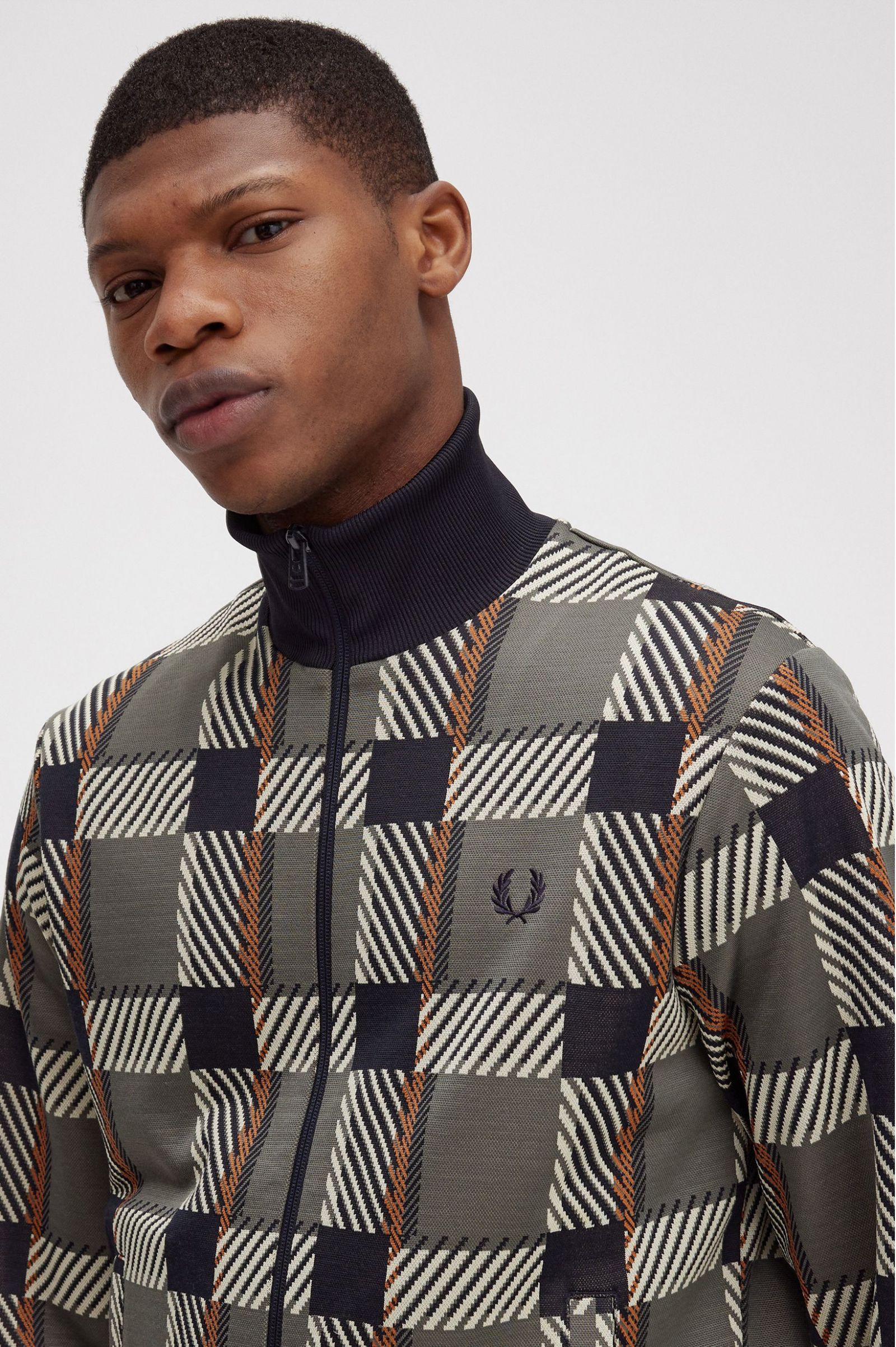 Glitch Tartan Track Jacket Field Green 7039125