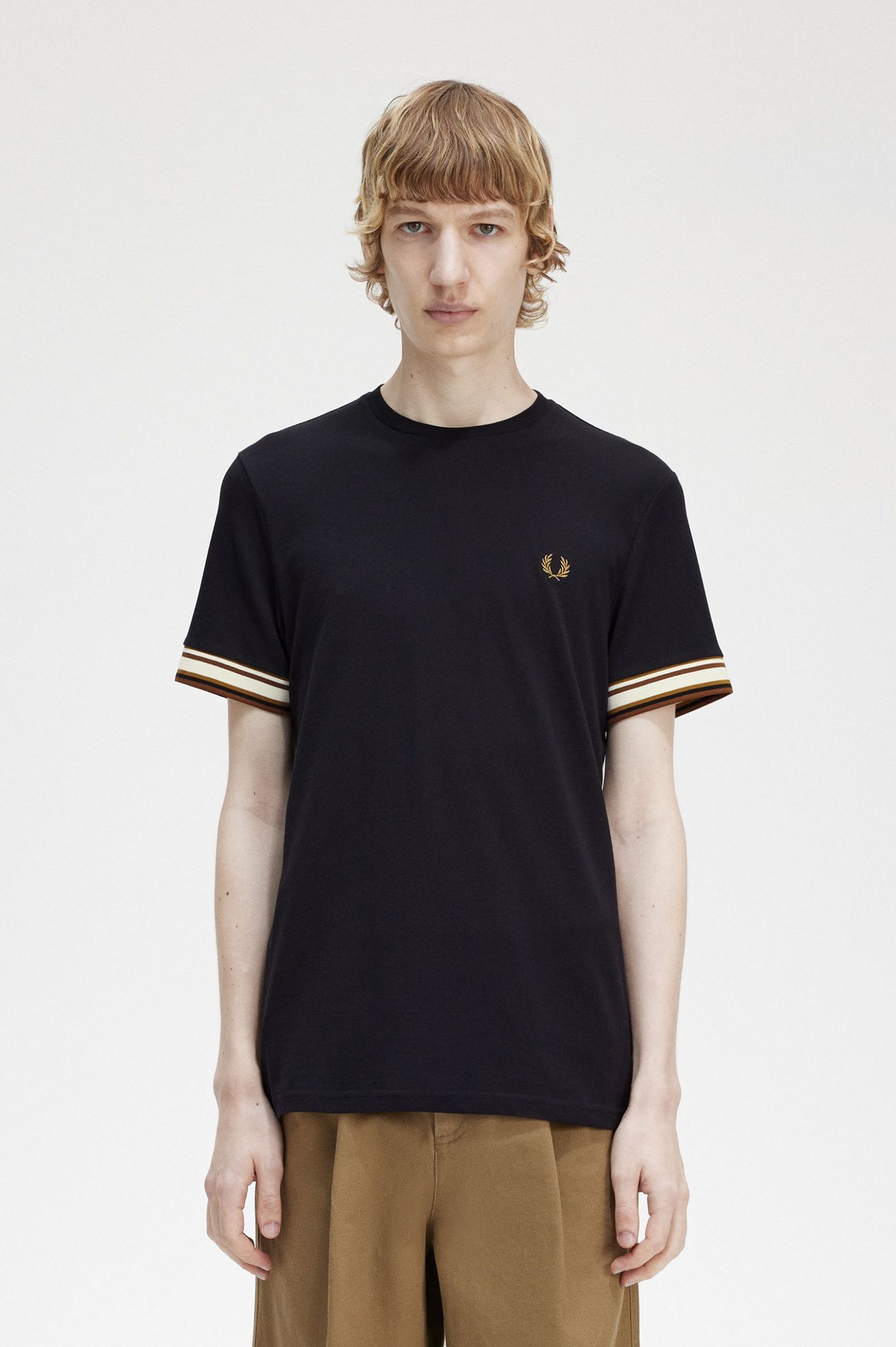 Bold Tipped Piqué T-Shirt Black 7038899