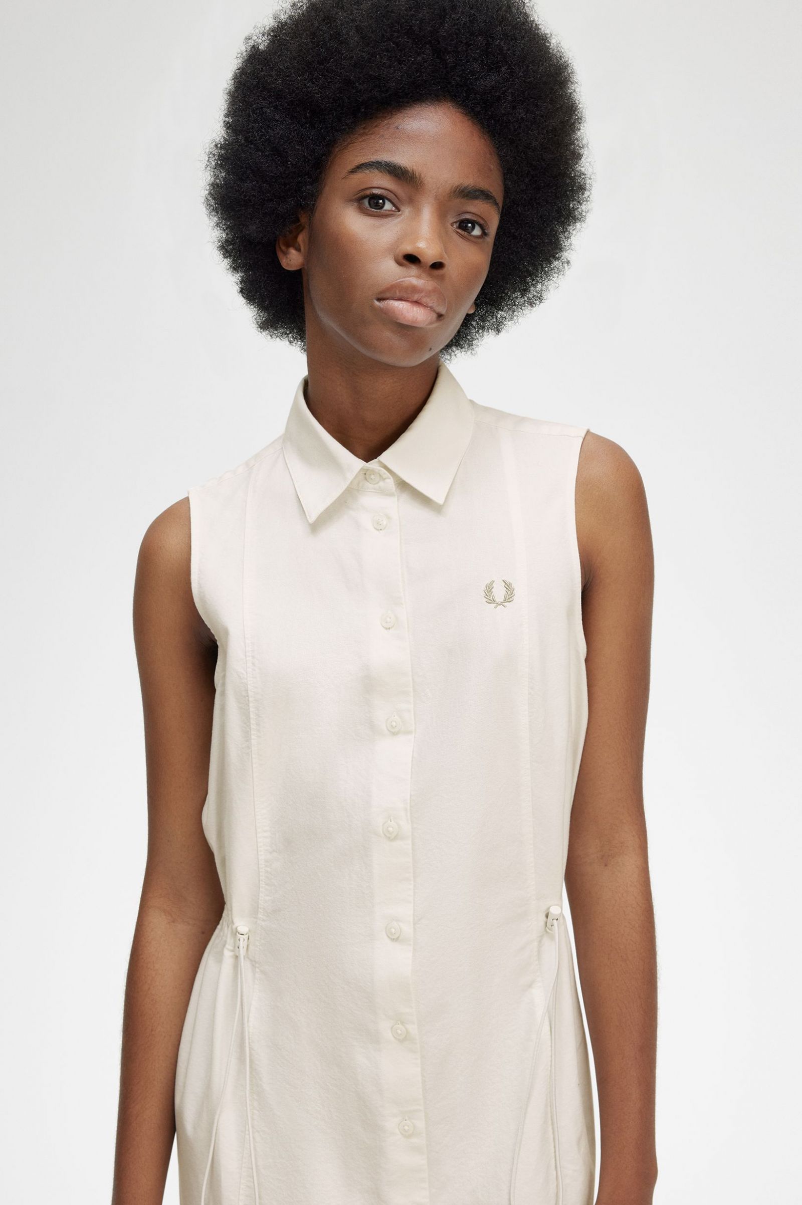 Gathered Sleeveless Shirt Dress Black 7039283