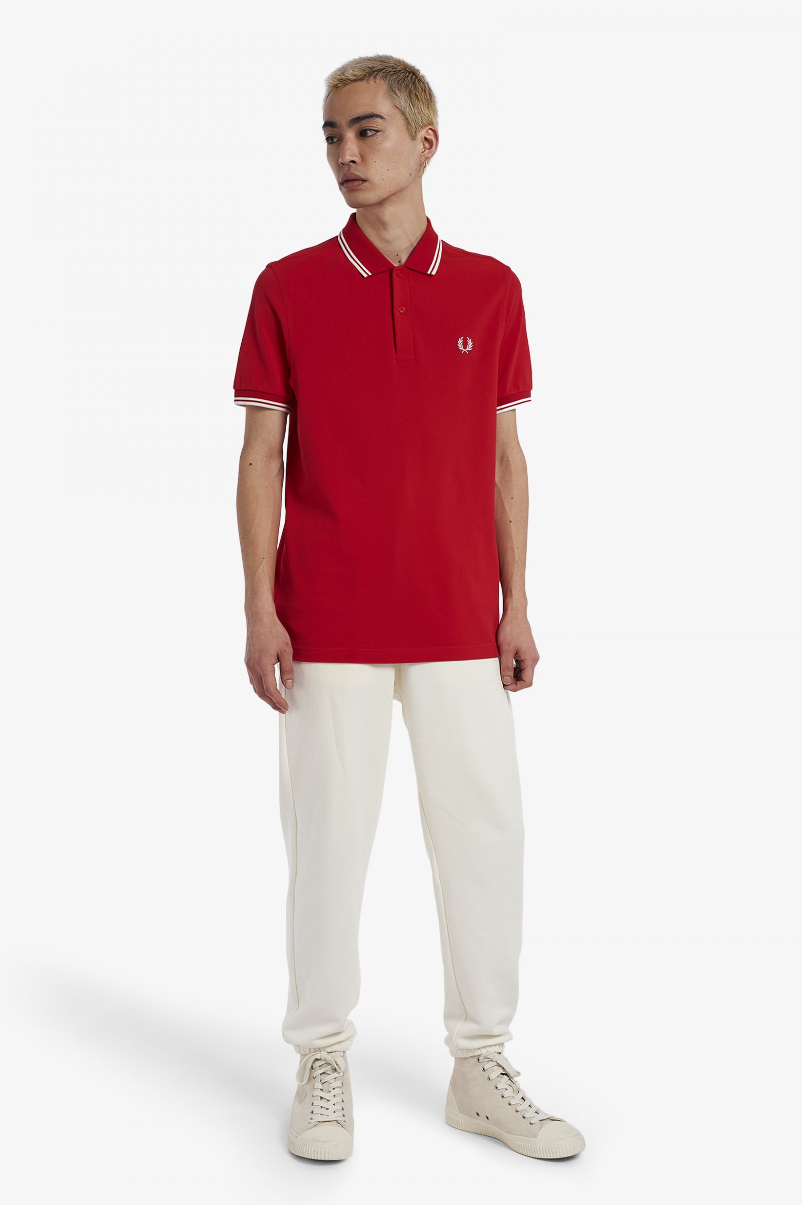 The Fred Perry ShirtM3600 Jester Red / Snow White / Snow White 7039073