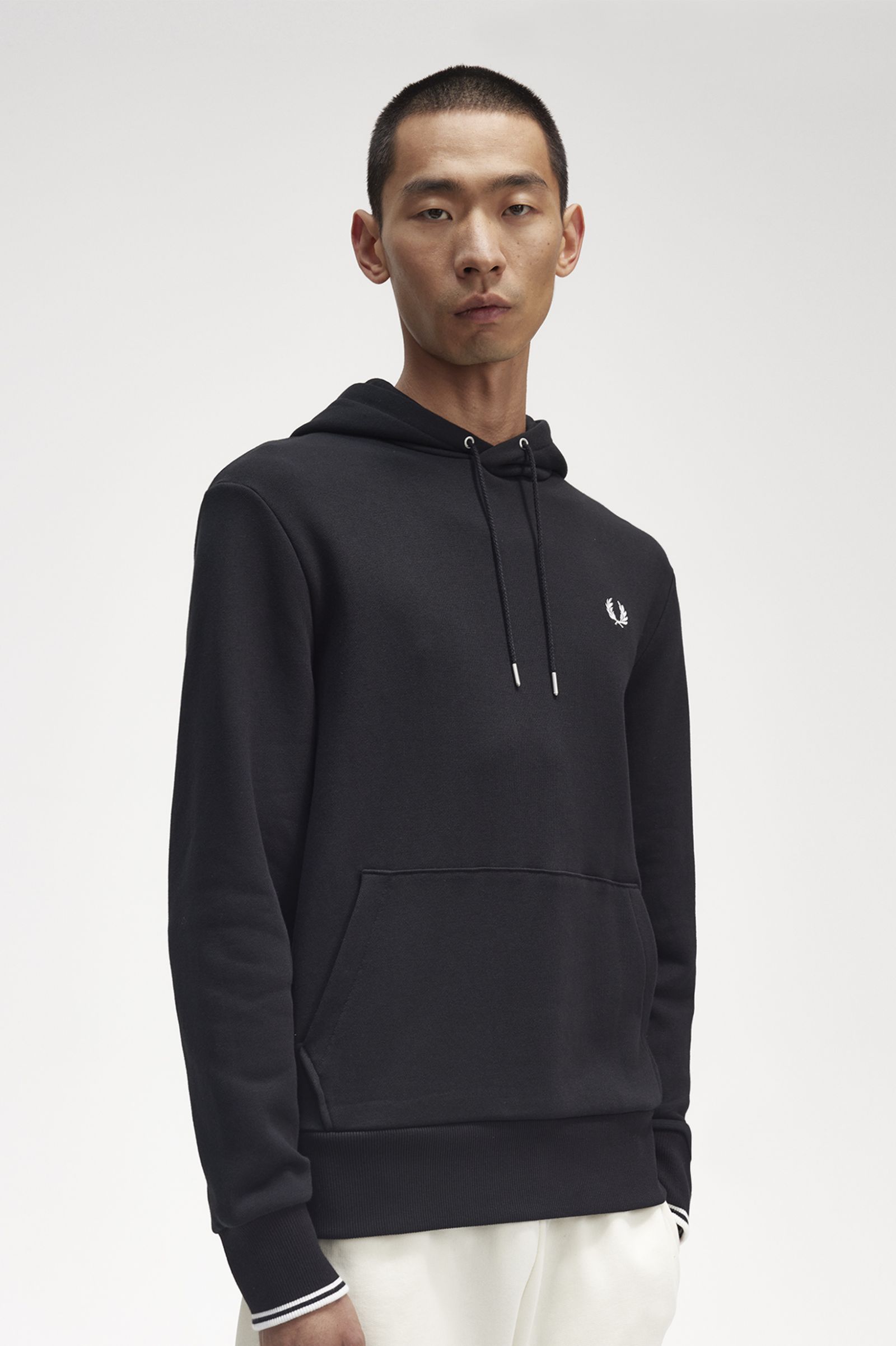 Tipped Hooded Sweatshirt Black 7038870