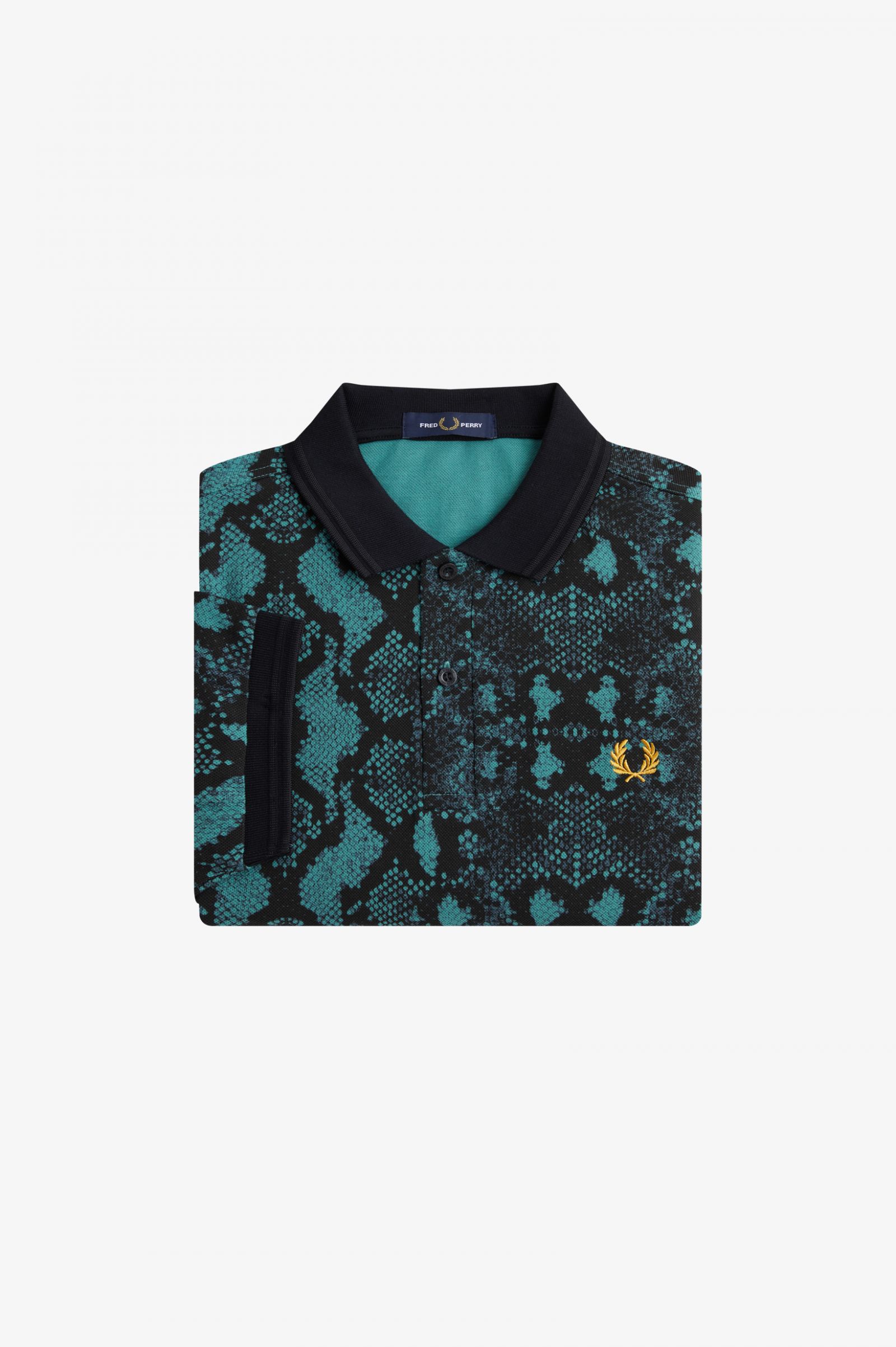 Snake Print Fred Perry Shirt Deep Mint 7038524