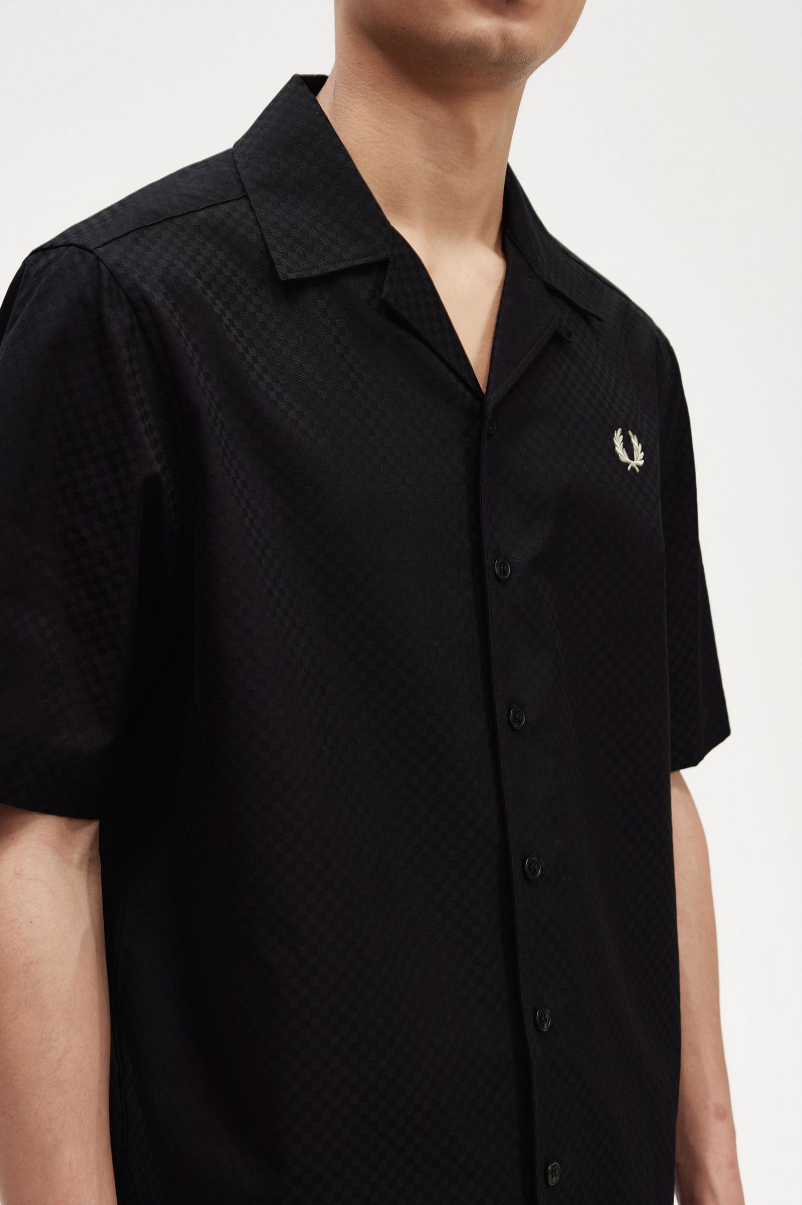 Chequerboard Revere Collar Shirt Black 7038709