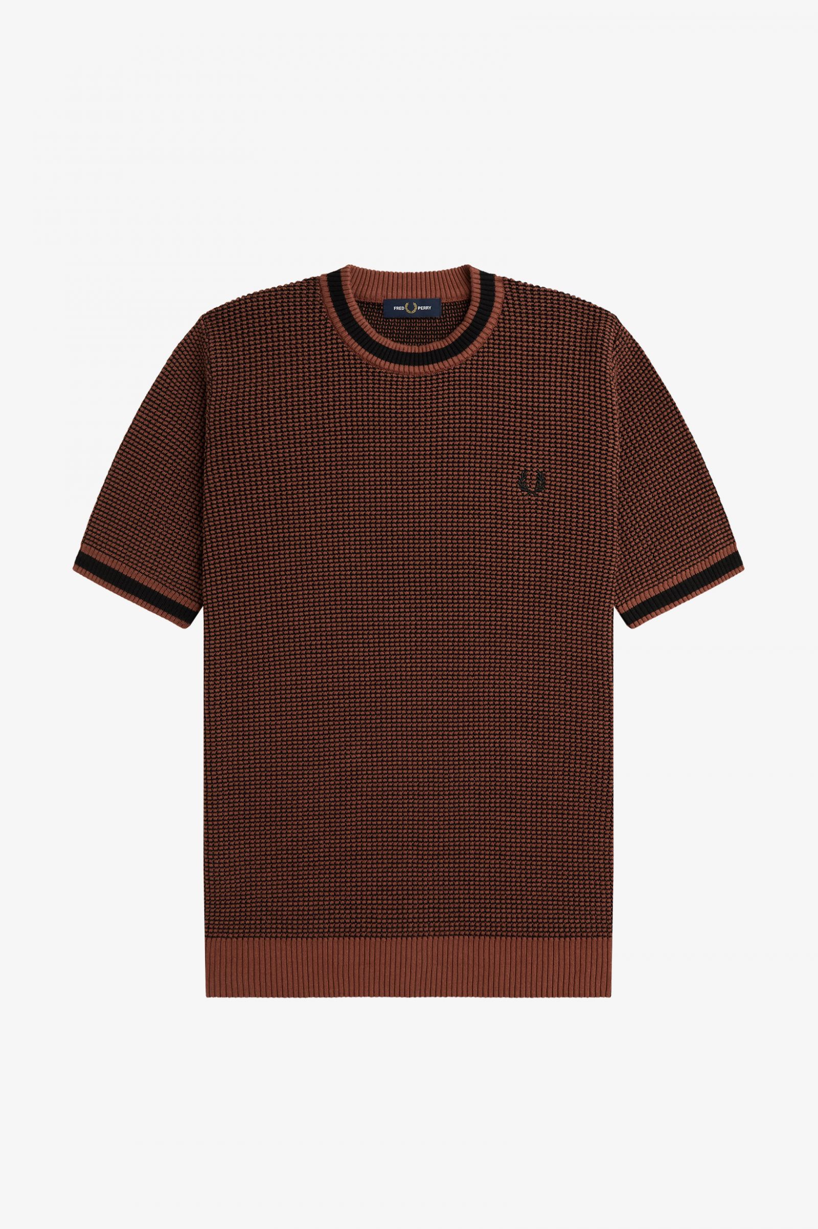 Textured Knitted T-Shirt Whisky Brown 7038666
