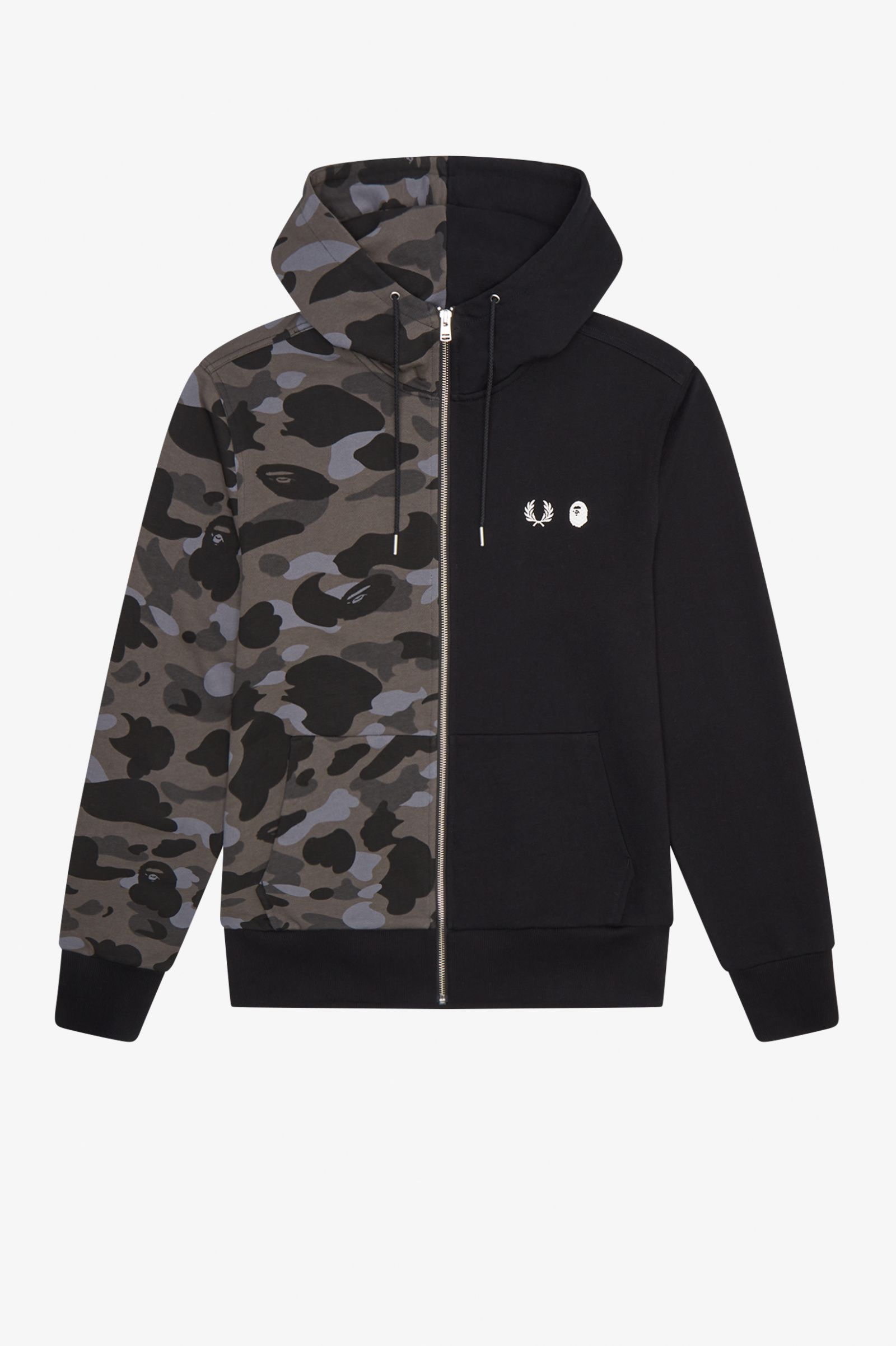 A Bathing Ape?Contrast Zipped Hooded Sweatshirt Black 7038238