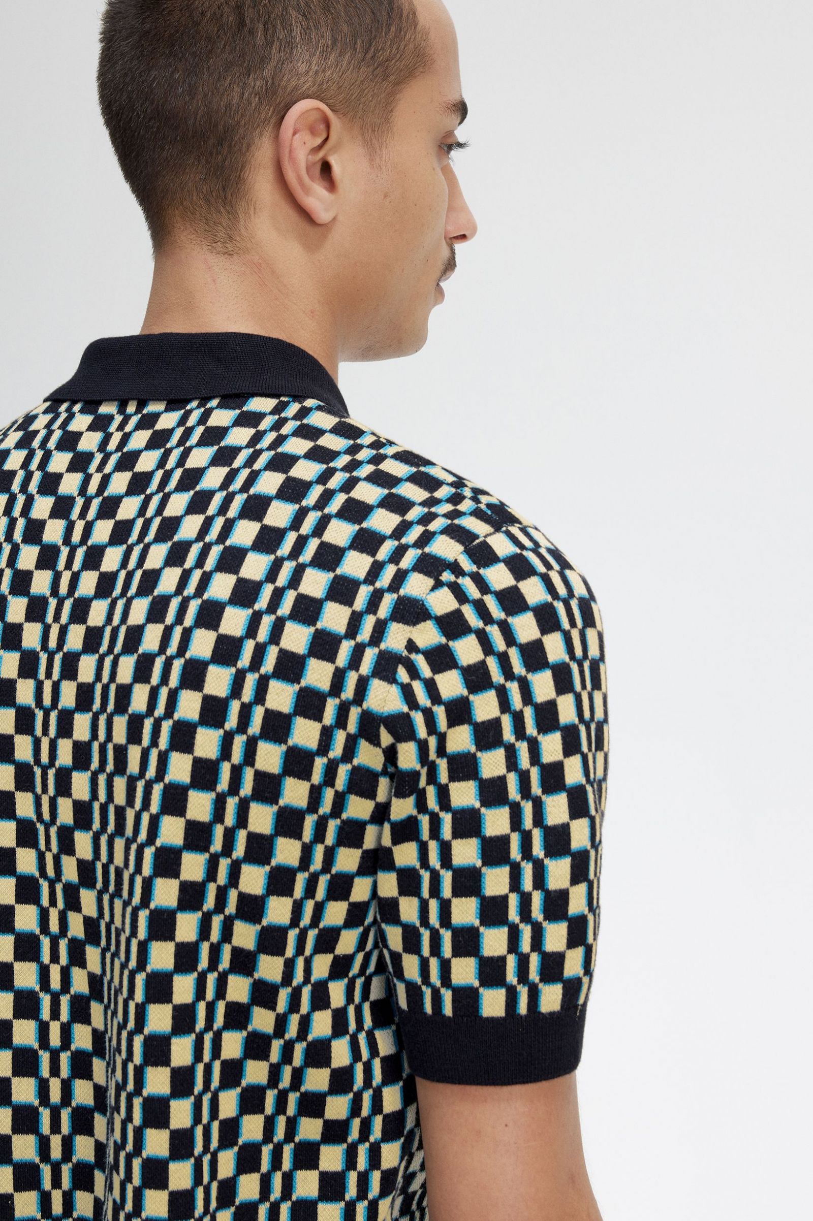 Glitch Chequerboard Knitted Shirt Light Oyster / Black 7038348