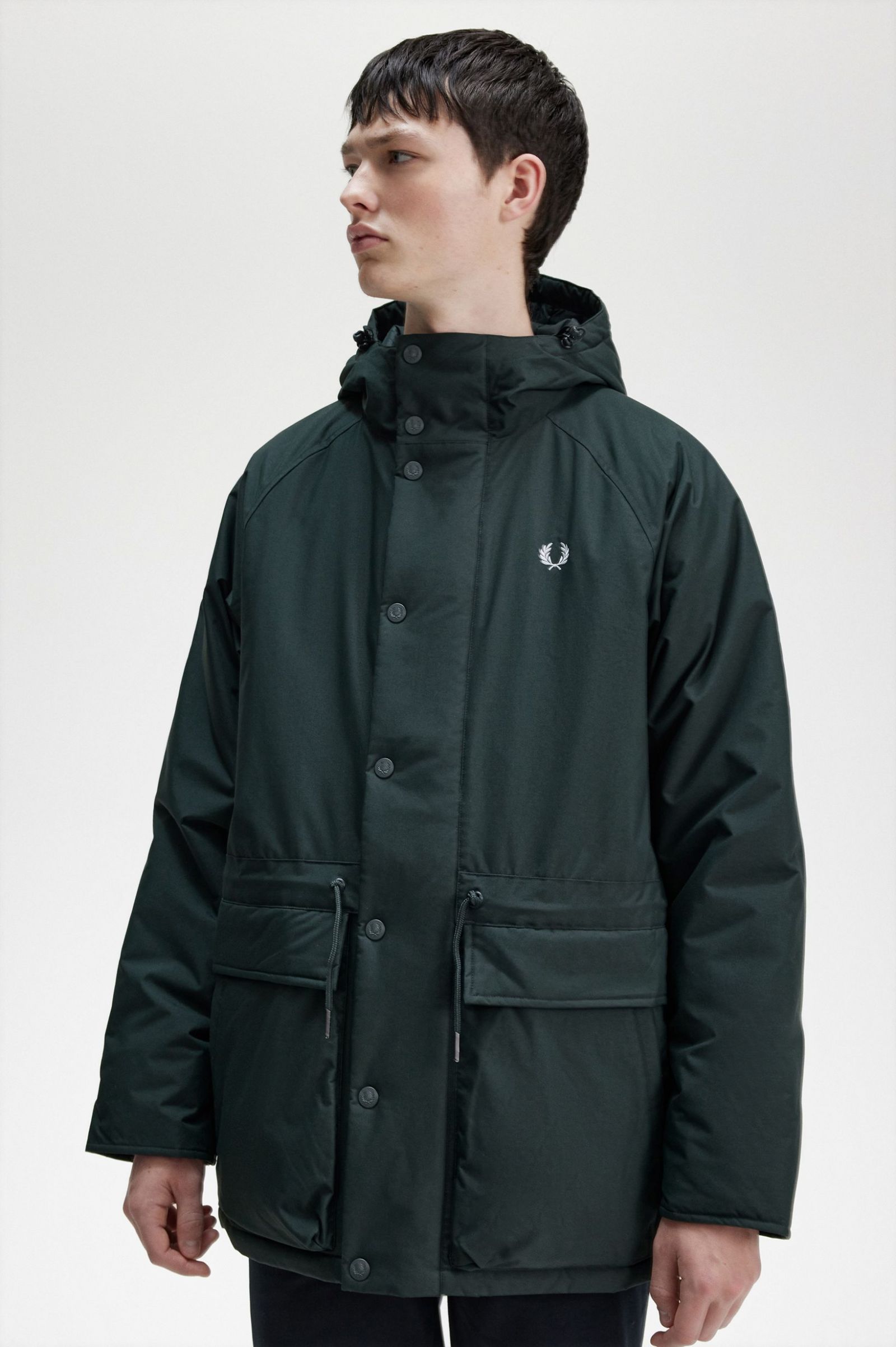 Padded Zip Through Jacket Night Green 7038273