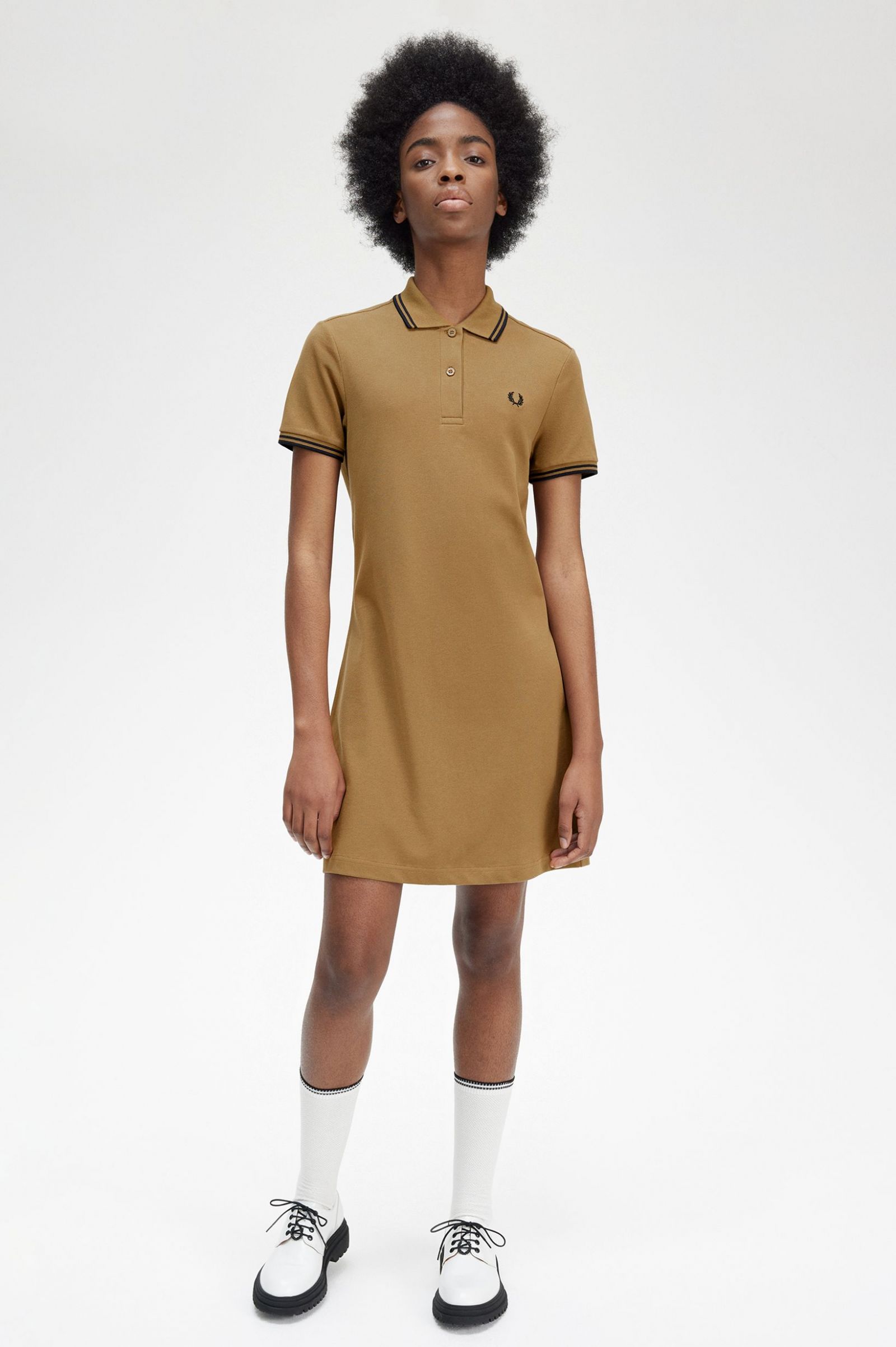 Twin Tipped Fred Perry Shirt Dress Shaded Stone 7039285