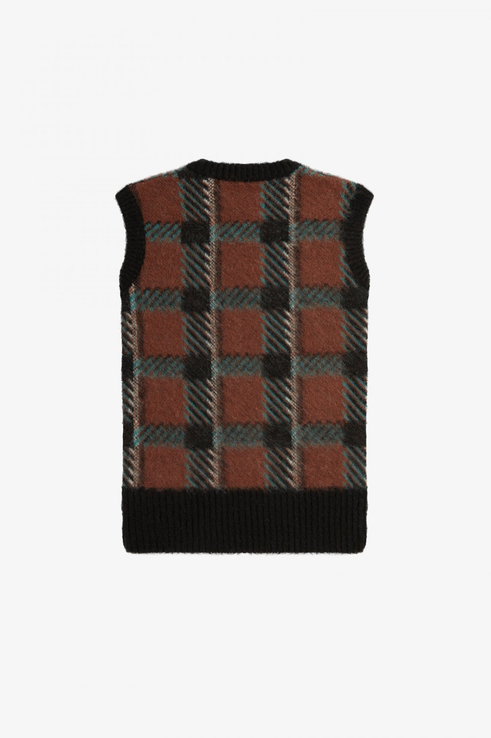 Glitch Tartan Knitted Tank Whisky Brown 7039311