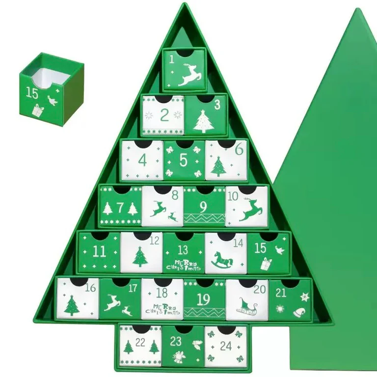 The 24-Day Advent Calendar Christmas Tree Green Box