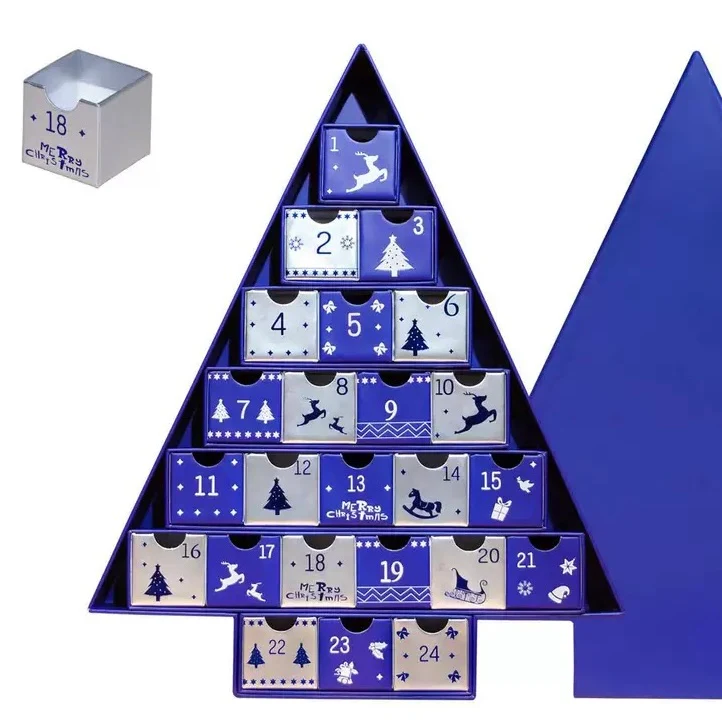 The 24-Day Advent Calendar Christmas Tree Blue Box