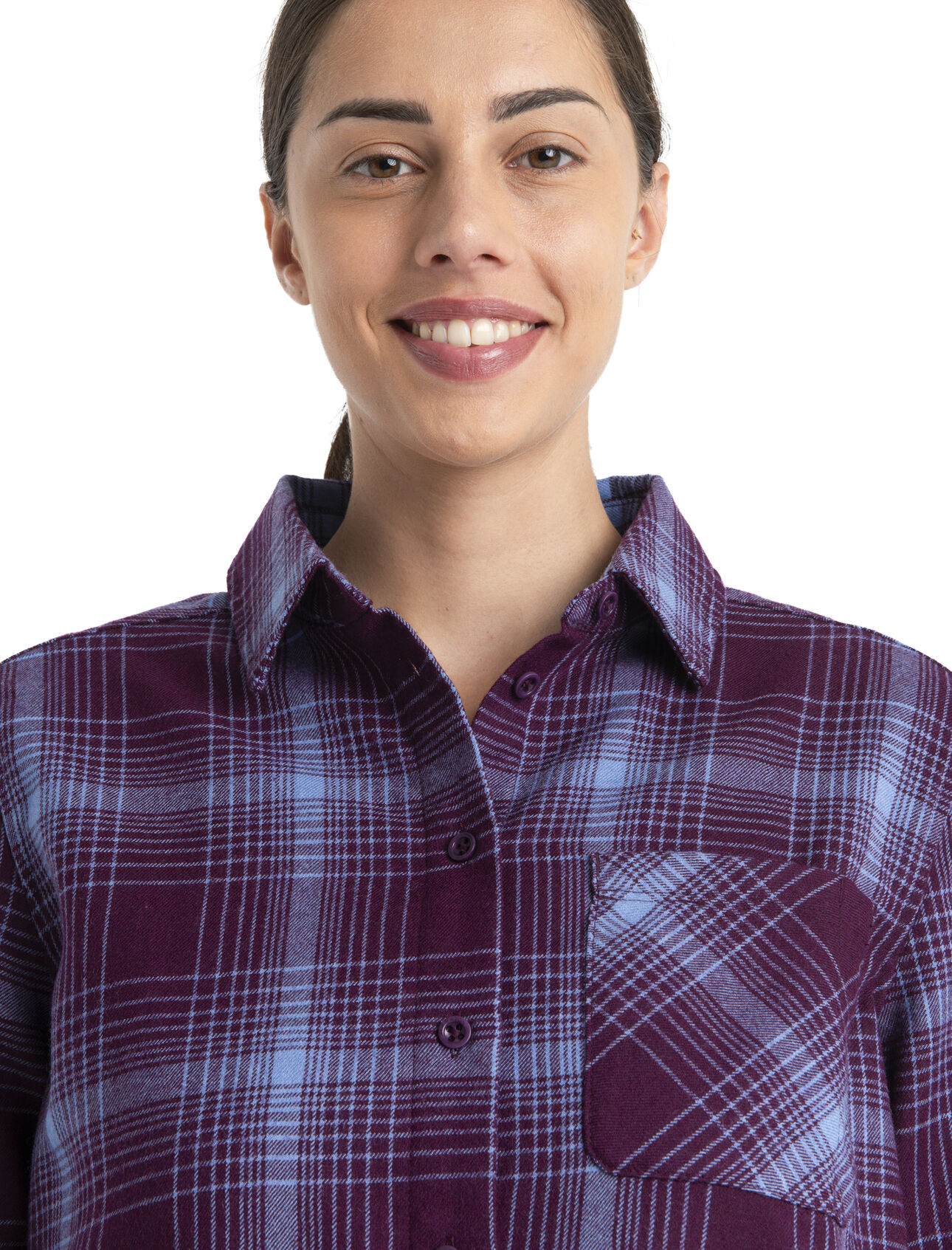 Women's Merino 200 Dawnder Long Sleeve Flannel Shirt Plaid