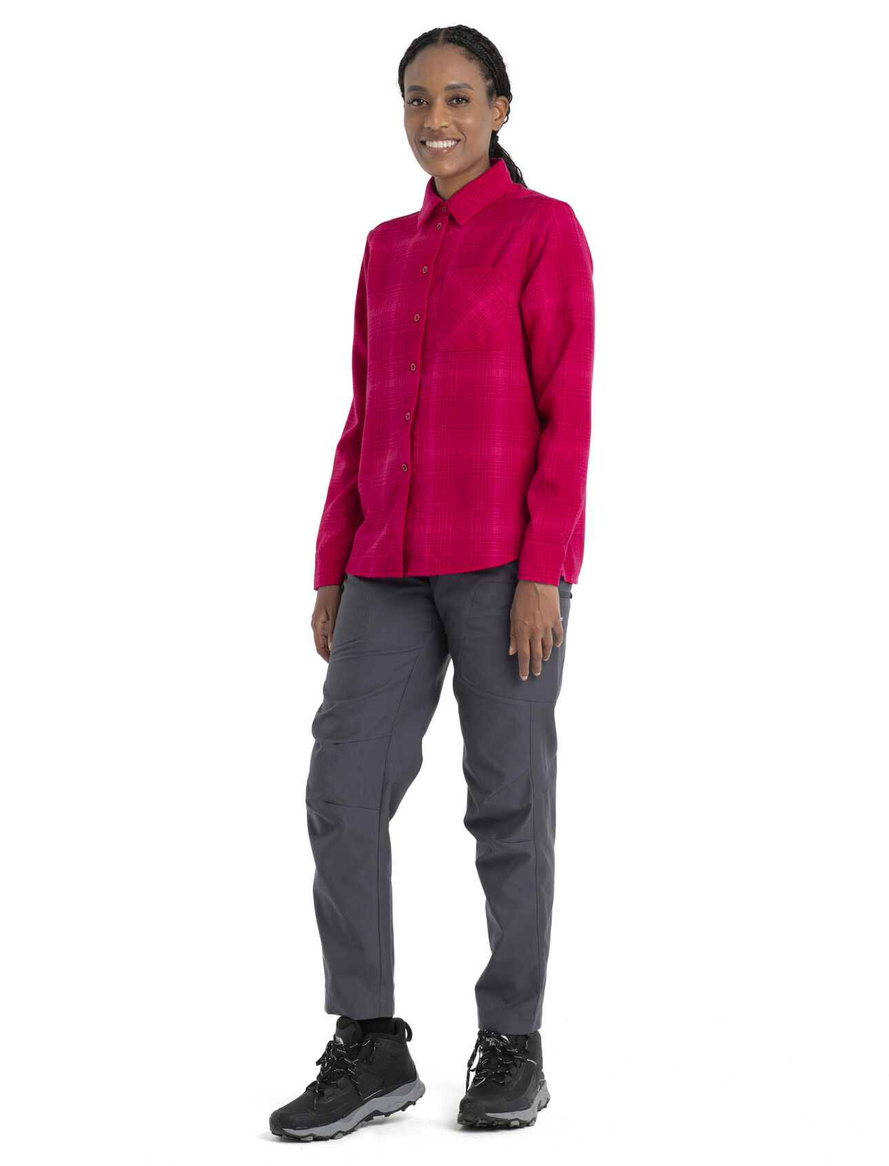 Women's Merino 200 Dawnder Long Sleeve Flannel Shirt Plaid