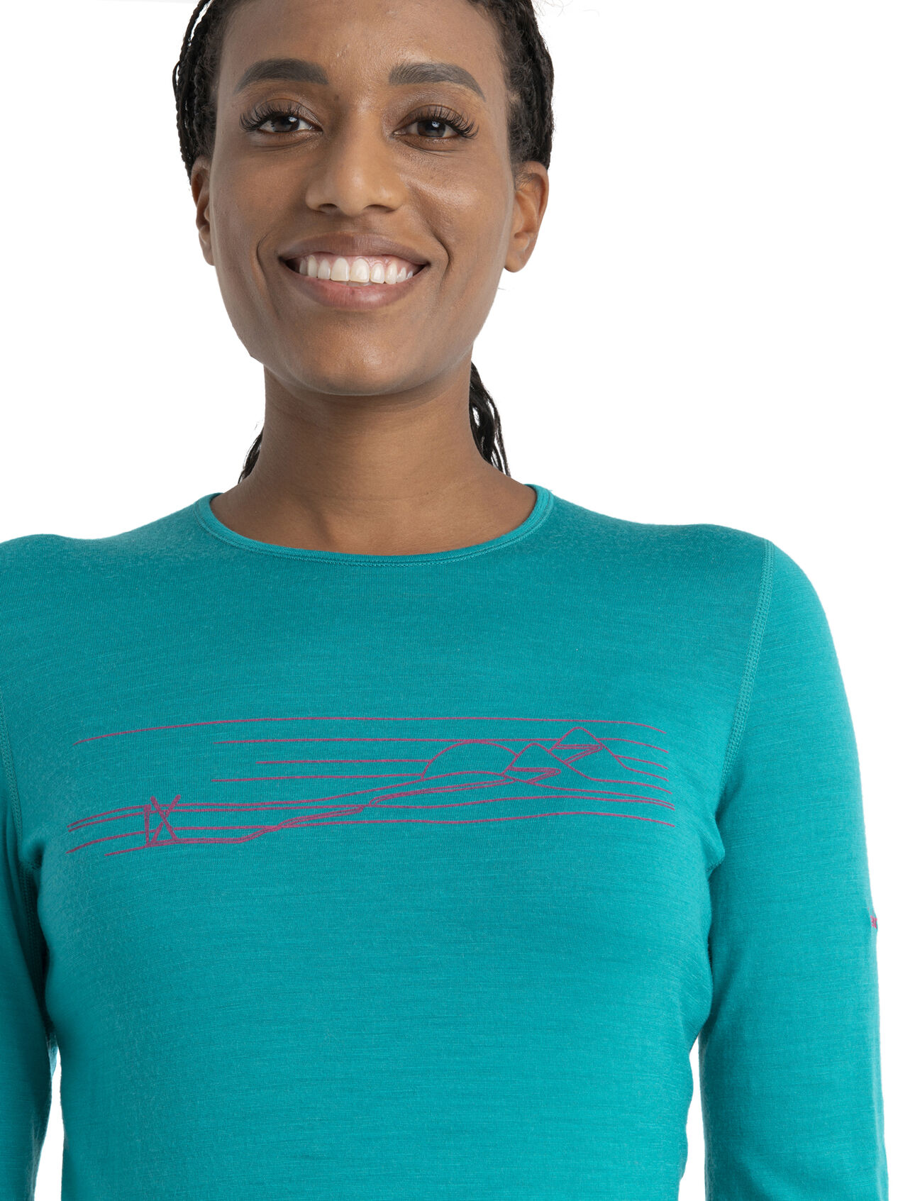 Women's Merino 200 Oasis Long Sleeve Crewe Thermal Top Ski Stripes