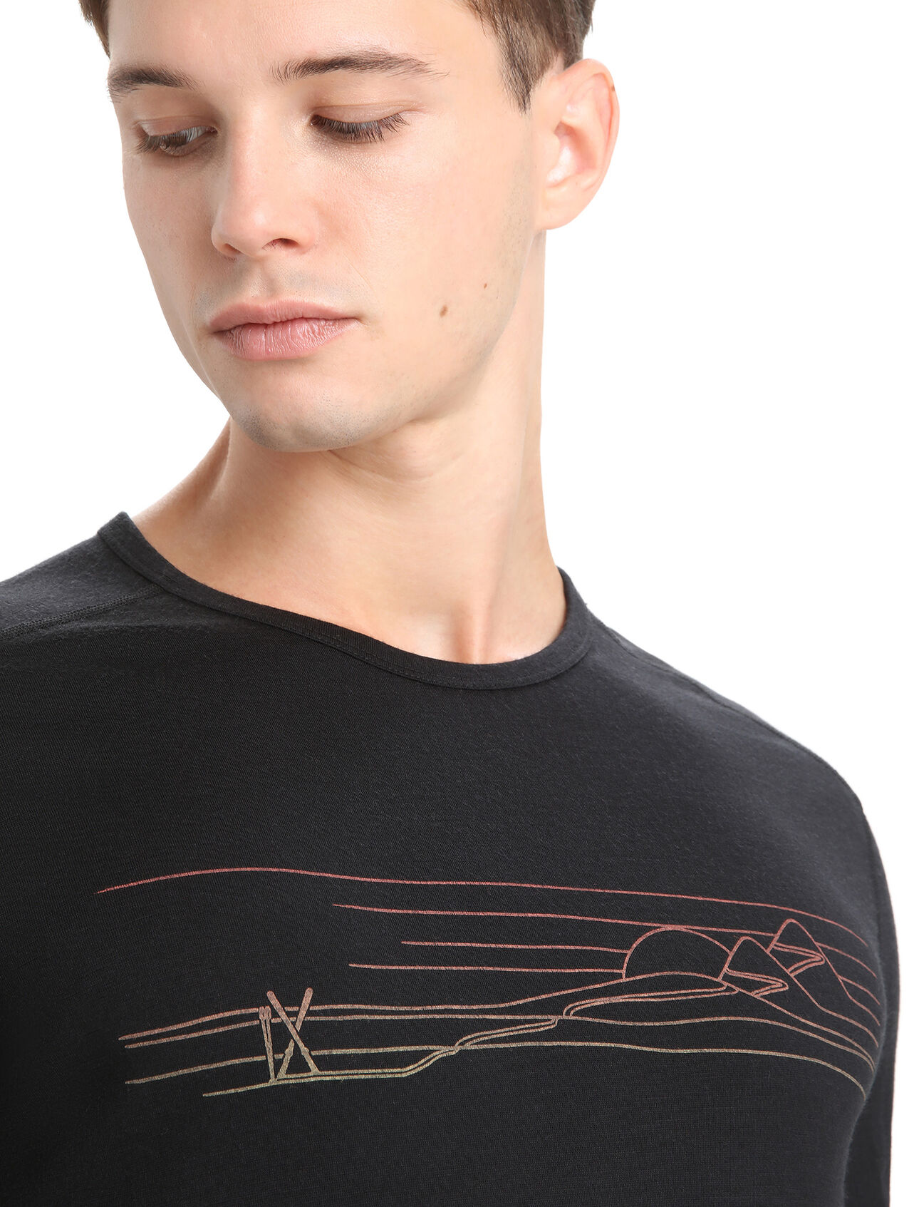 Men's Merino 200 Oasis Long Sleeve Crewe Thermal Top Ski Stripes