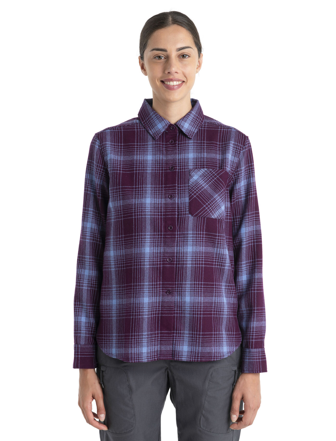Women's Merino 200 Dawnder Long Sleeve Flannel Shirt Plaid