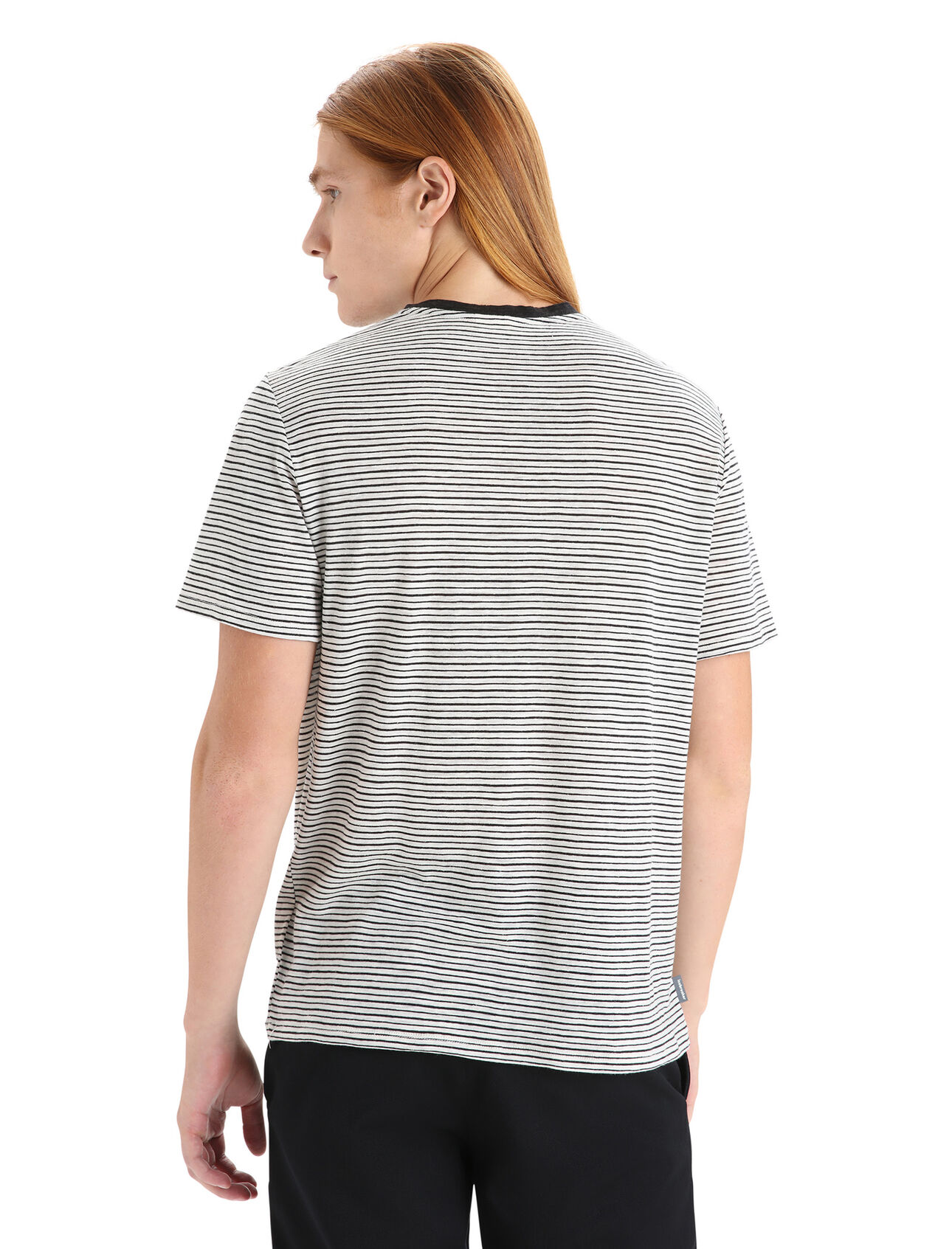 Men's Merino Linen Short Sleeve T-Shirt Stripe