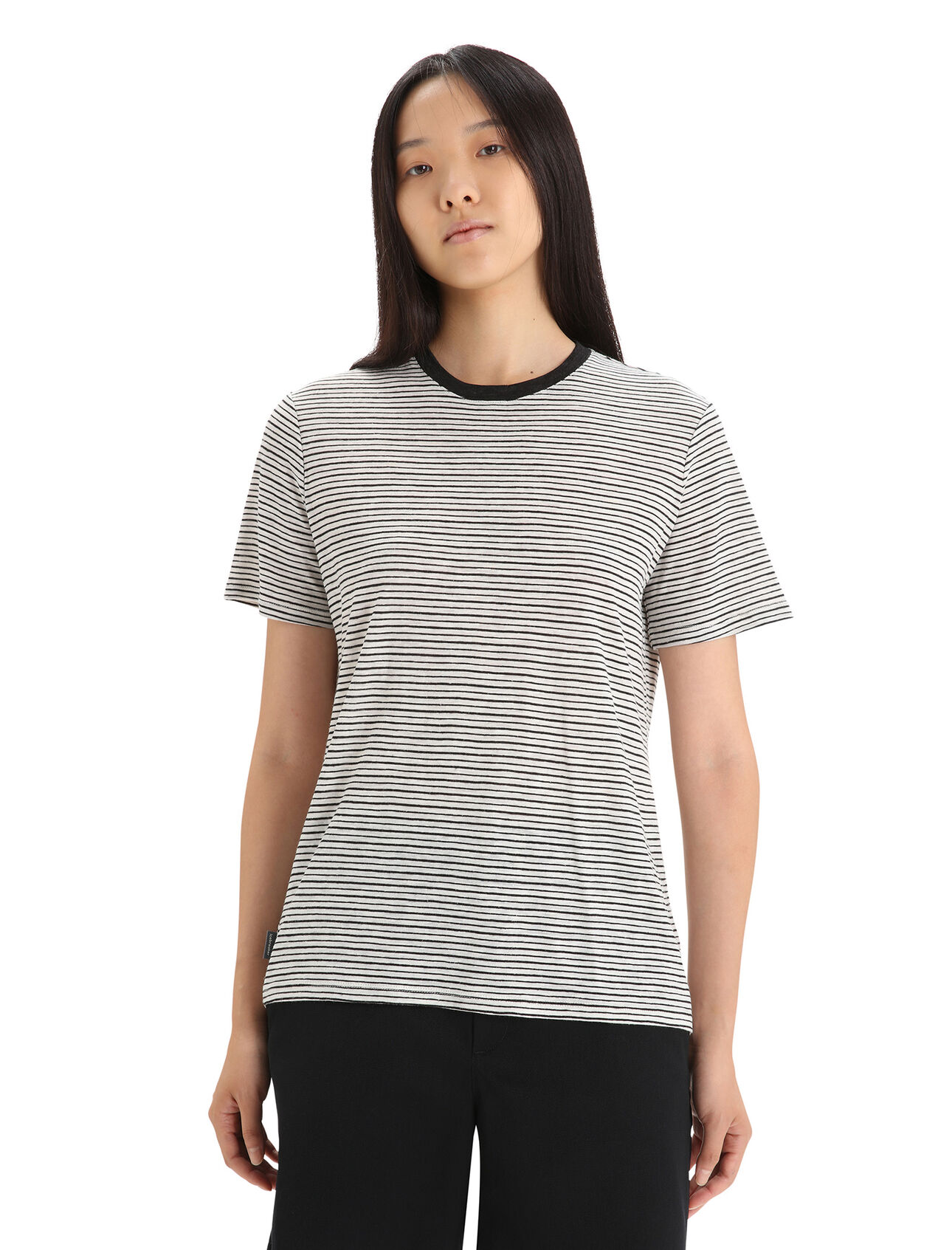 Women's Merino Linen Short Sleeve T-Shirt Stripe