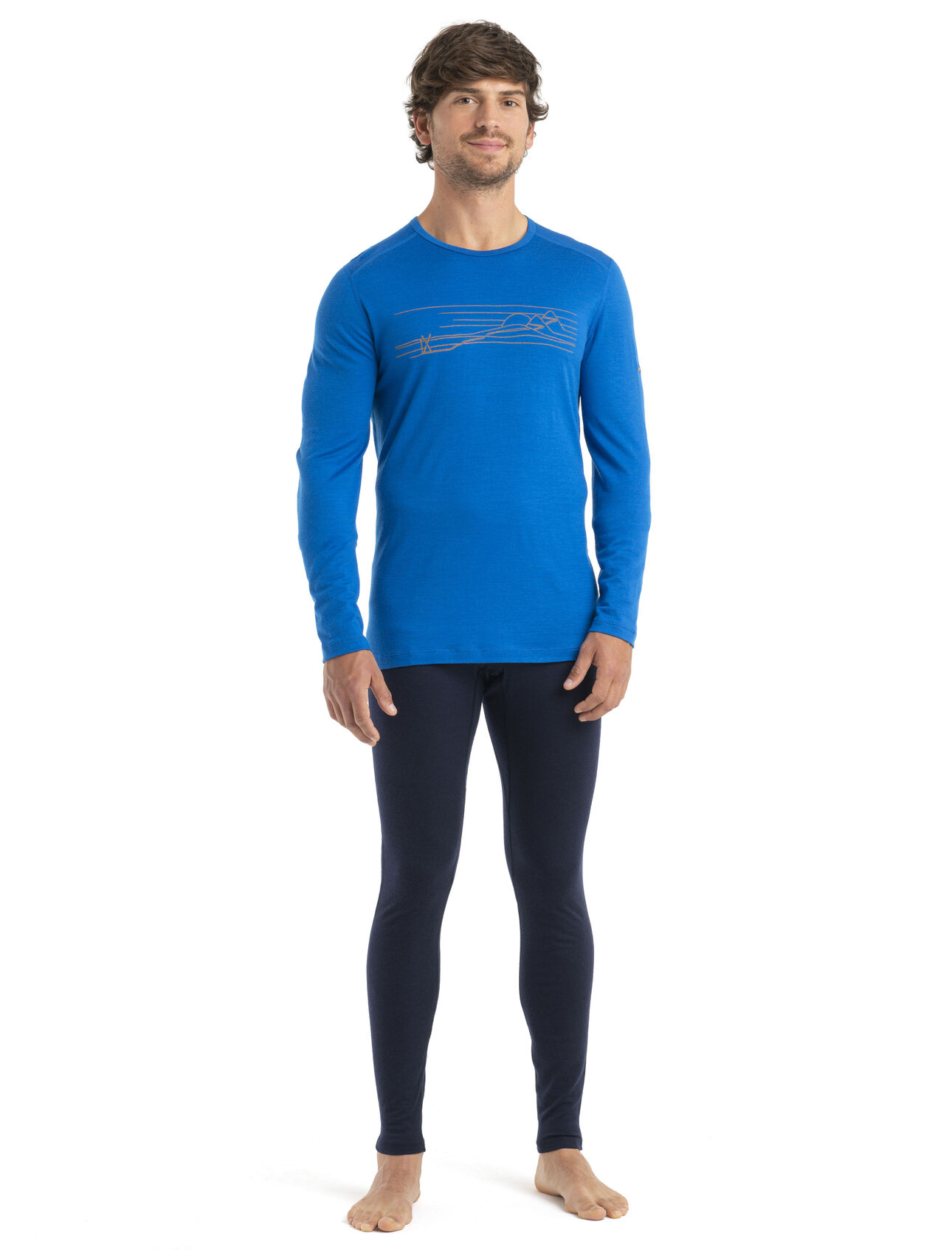 Men's Merino 200 Oasis Long Sleeve Crewe Thermal Top Ski Stripes