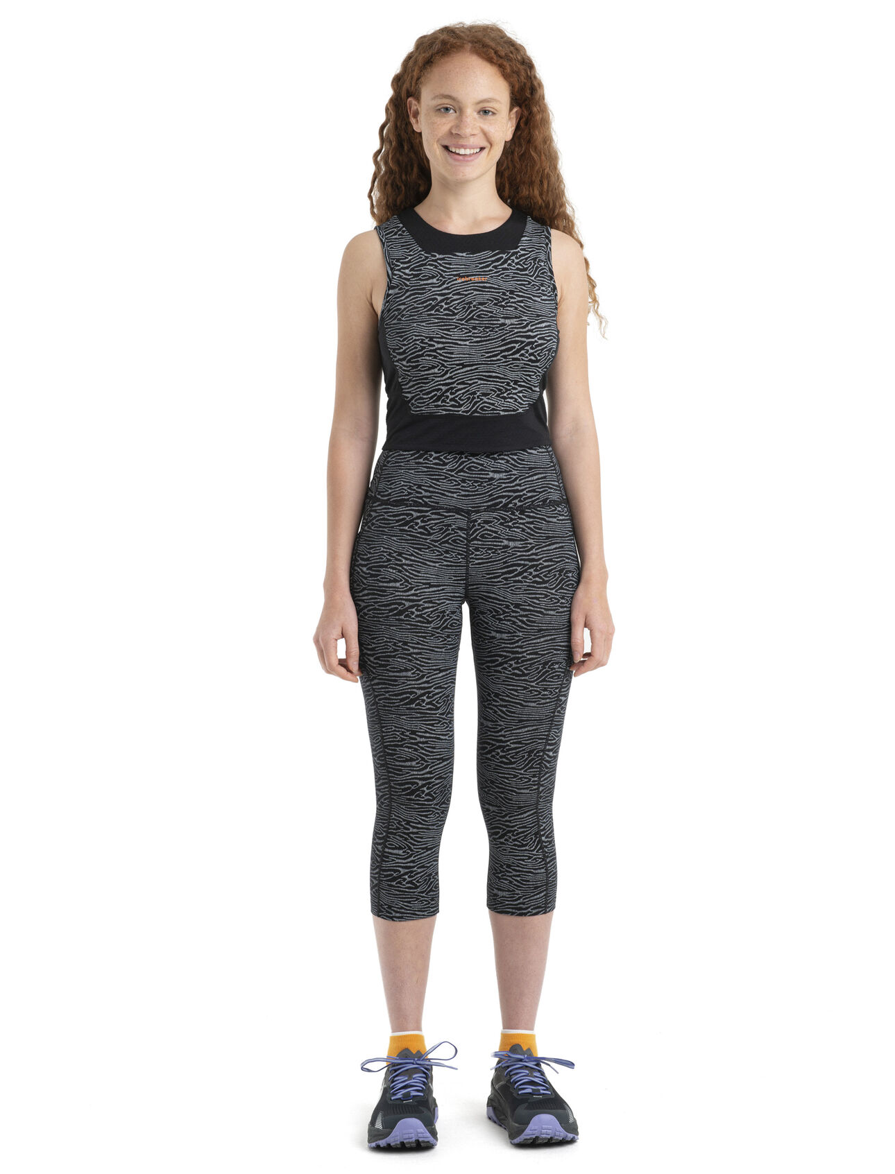Women's Merino Fastray High Rise 3/4 Tights IB Topo Lines