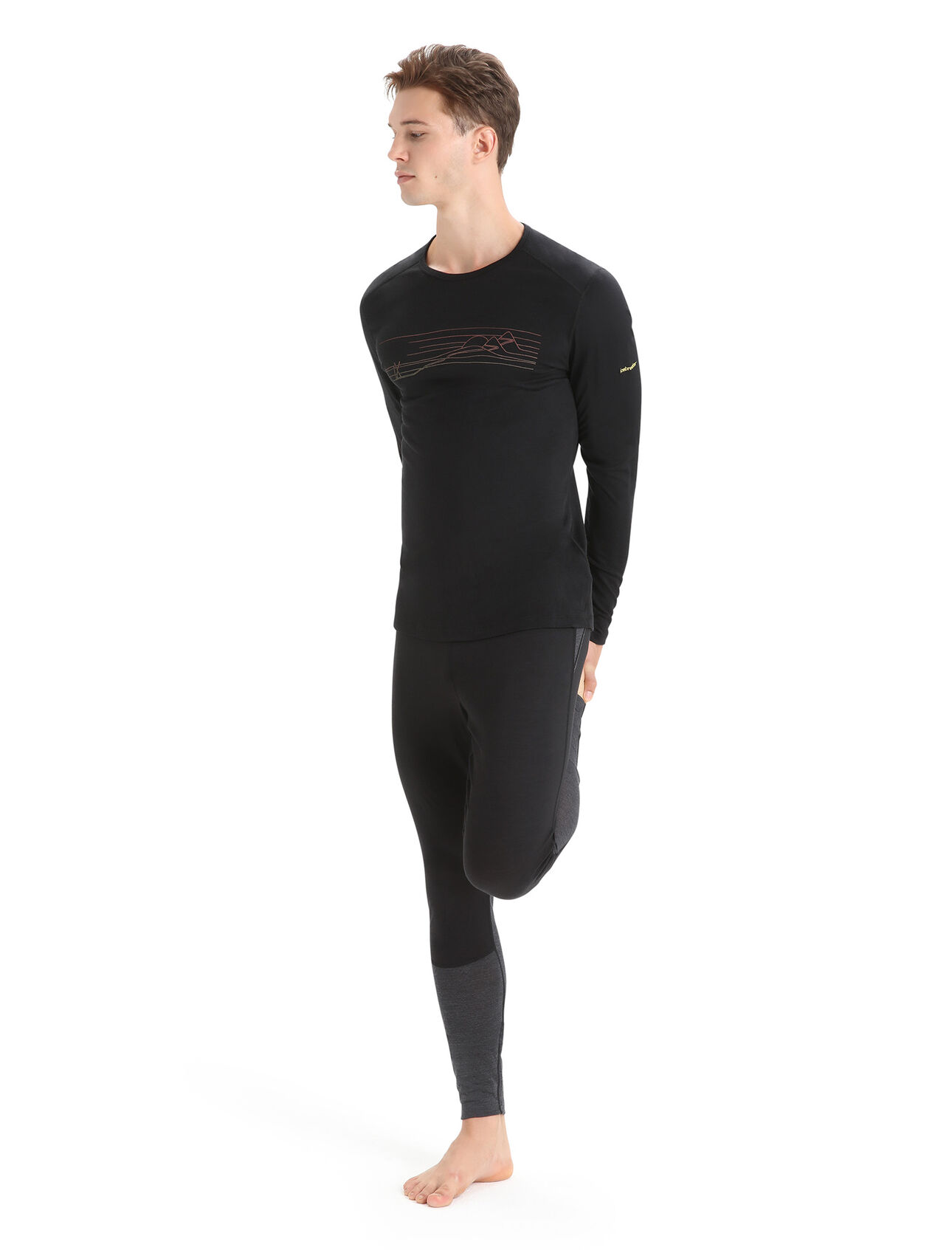 Men's Merino 200 Oasis Long Sleeve Crewe Thermal Top Ski Stripes