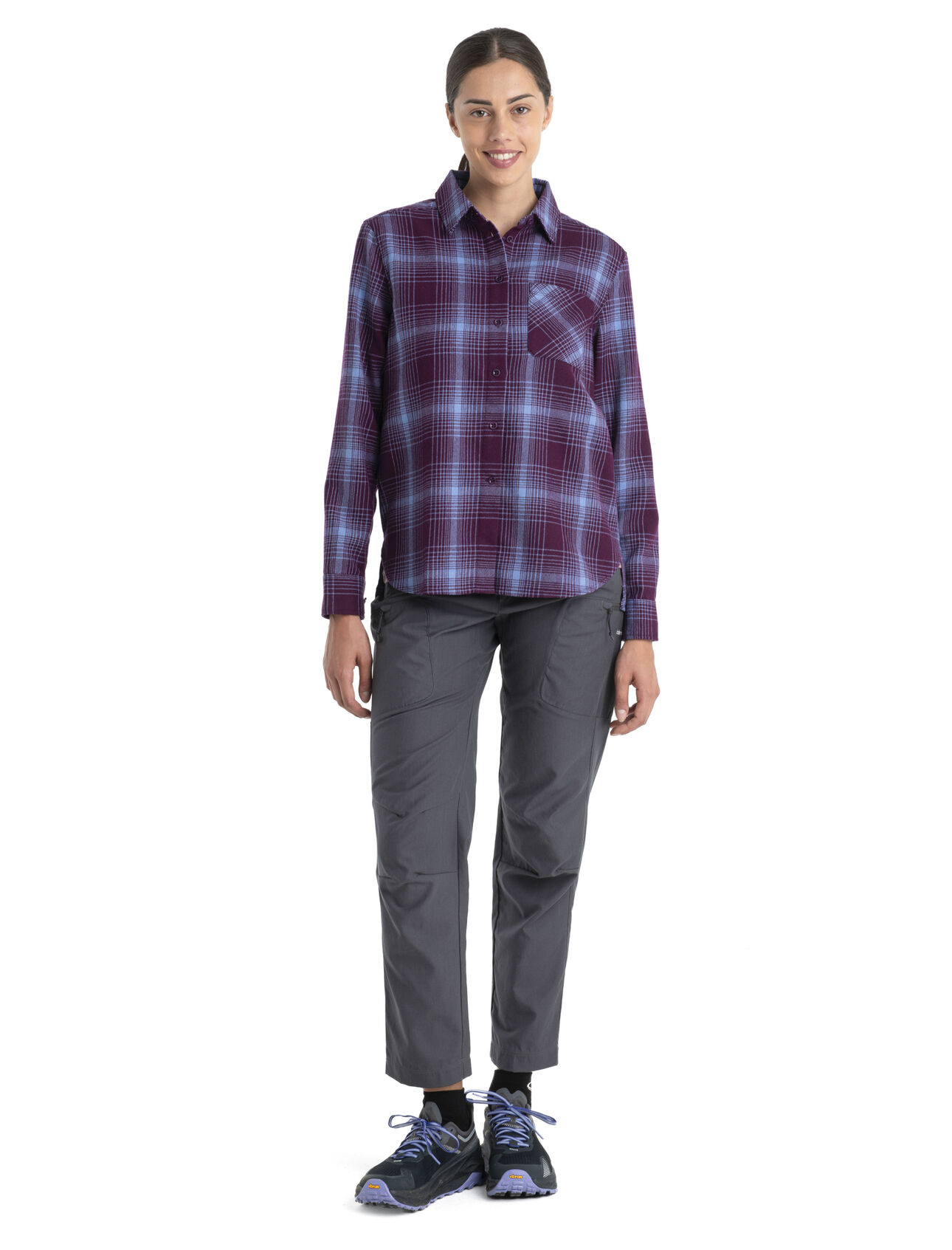 Women's Merino 200 Dawnder Long Sleeve Flannel Shirt Plaid