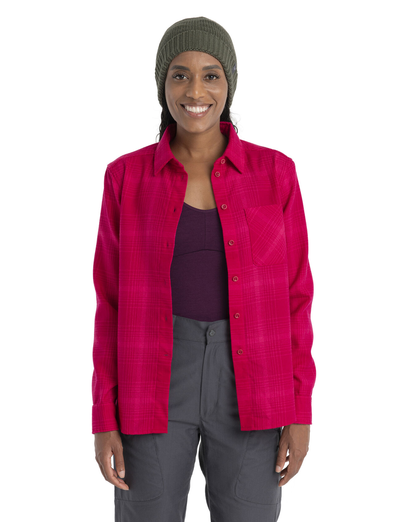 Women's Merino 200 Dawnder Long Sleeve Flannel Shirt Plaid