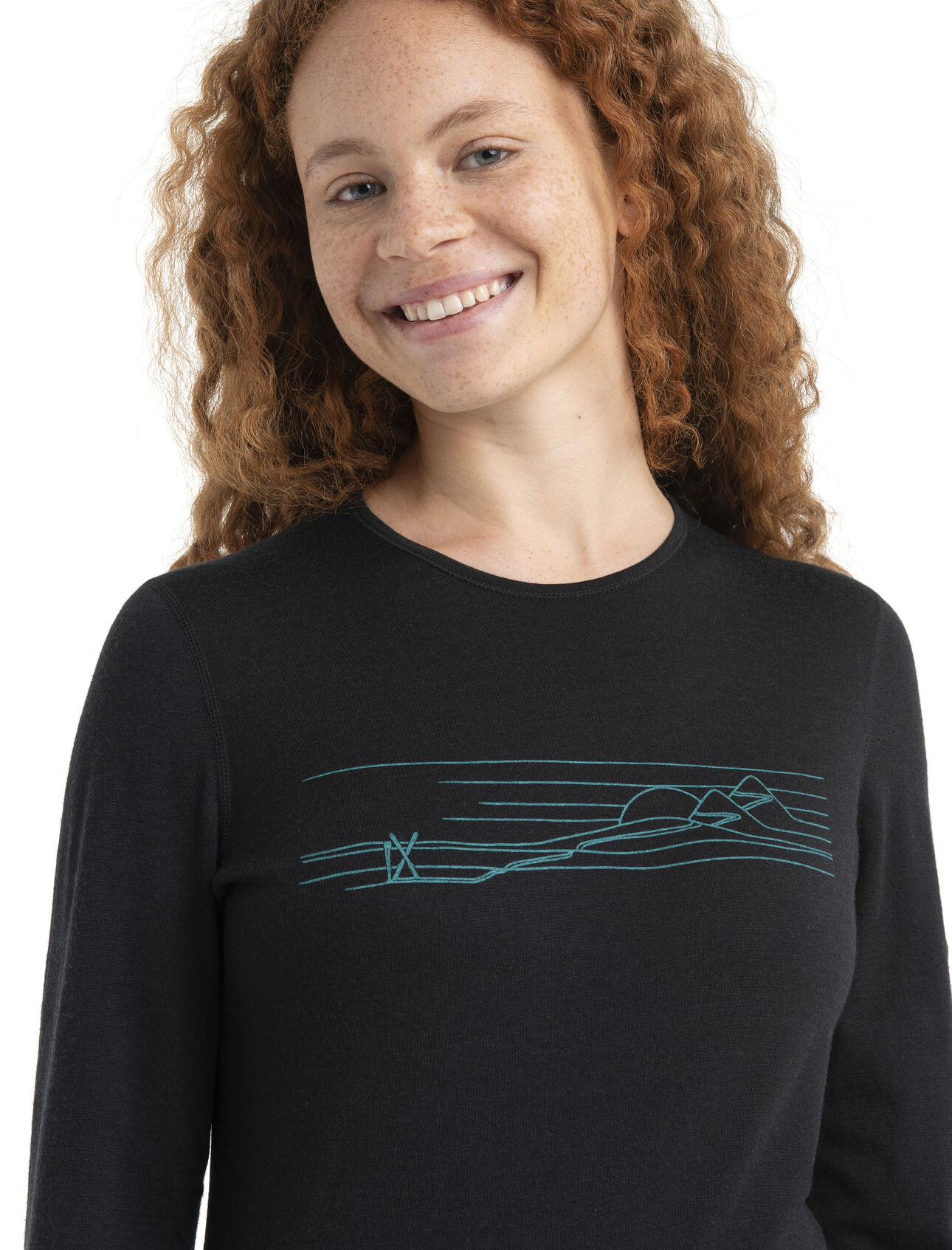 Women's Merino 200 Oasis Long Sleeve Crewe Thermal Top Ski Stripes