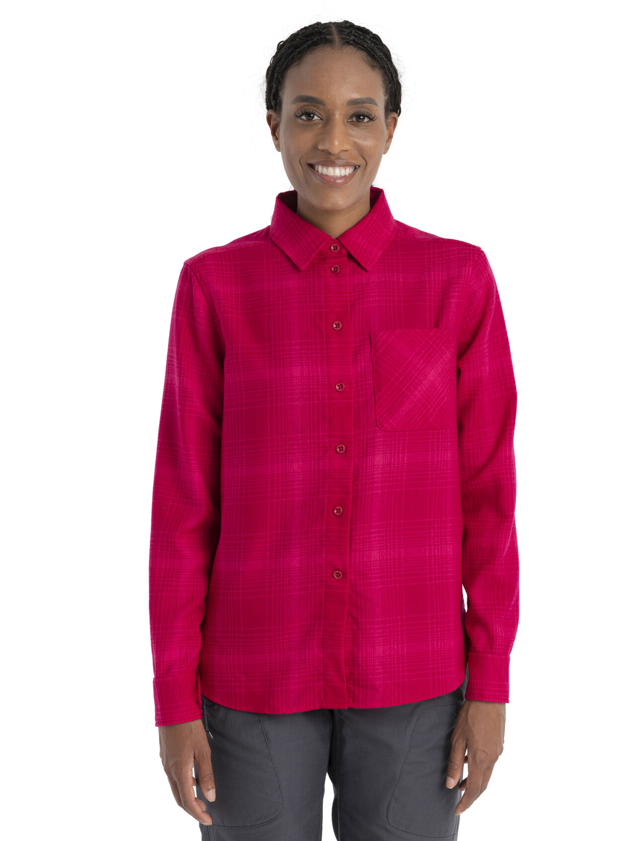 Women's Merino 200 Dawnder Long Sleeve Flannel Shirt Plaid