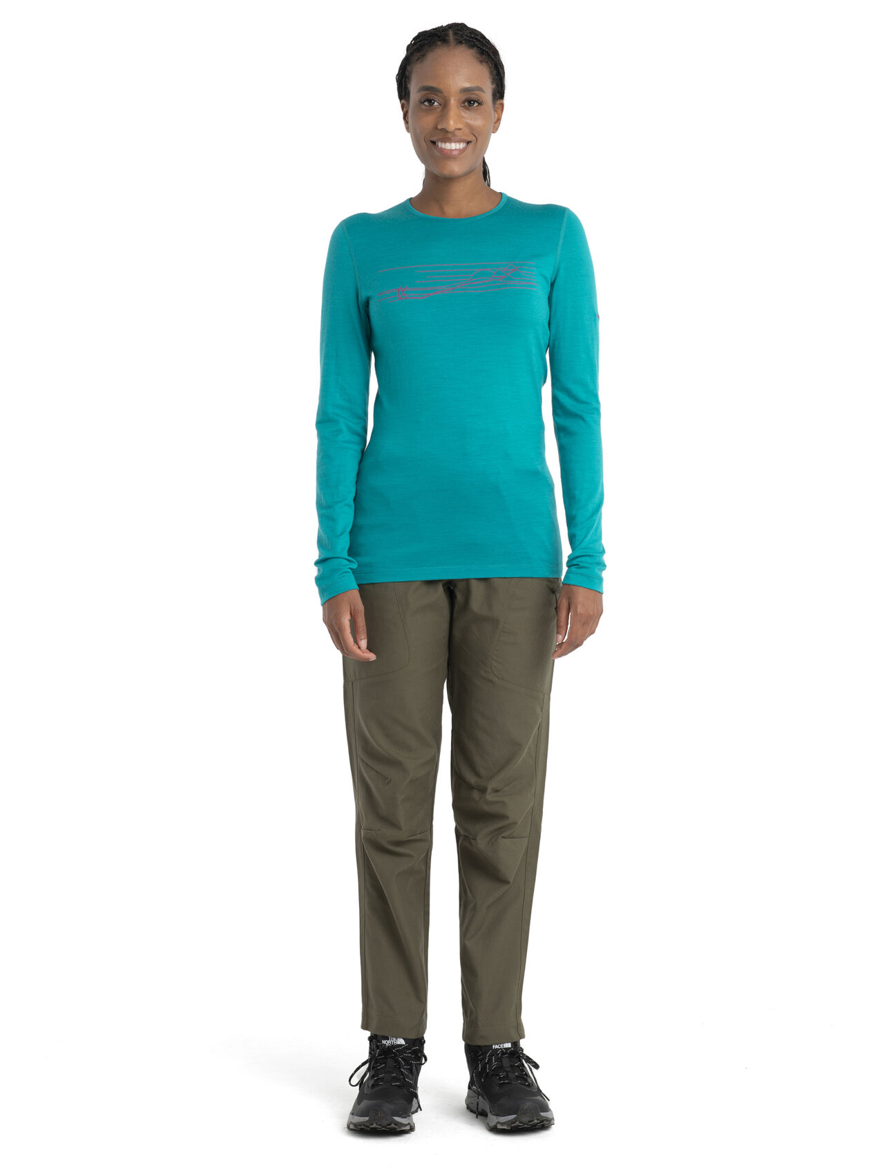 Women's Merino 200 Oasis Long Sleeve Crewe Thermal Top Ski Stripes