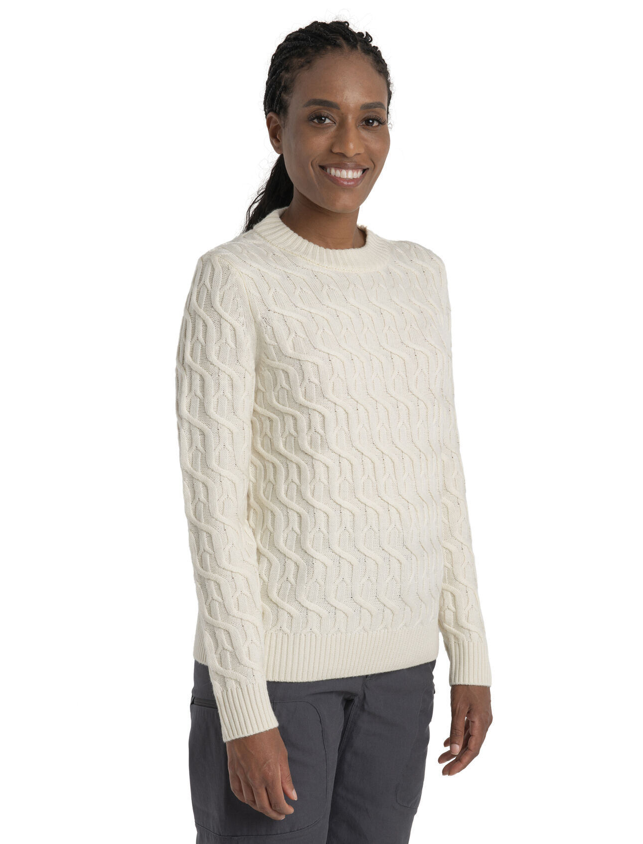 Women's Merino Cable Knit Crewe Sweater