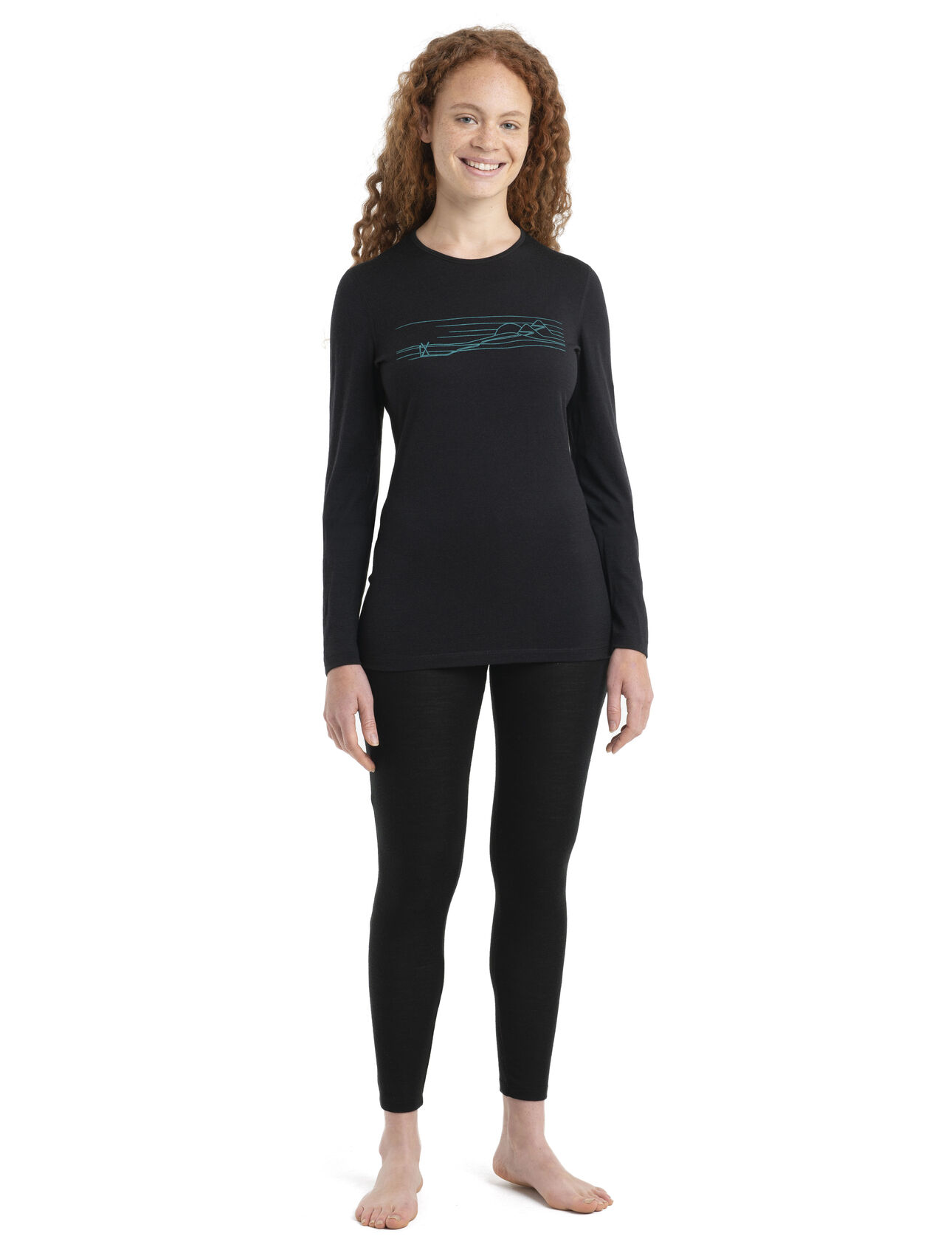 Women's Merino 200 Oasis Long Sleeve Crewe Thermal Top Ski Stripes