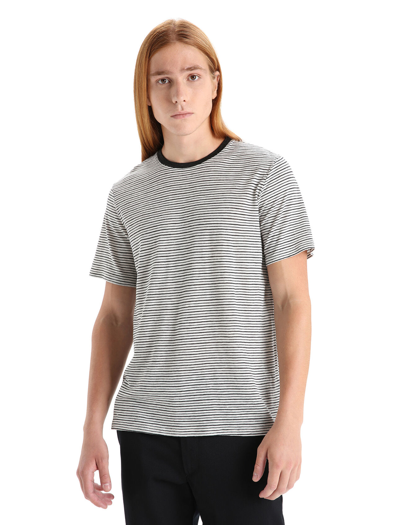 Men's Merino Linen Short Sleeve T-Shirt Stripe