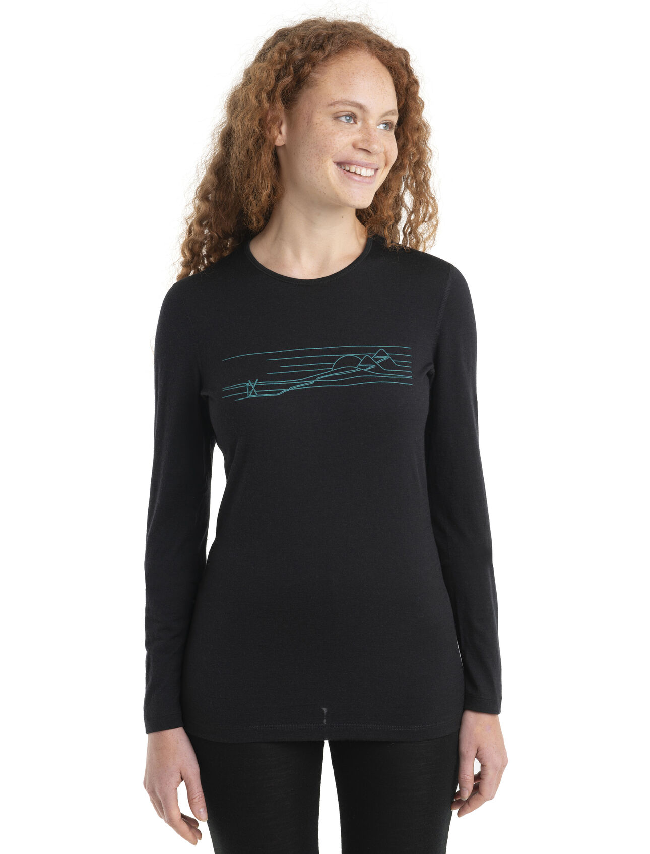 Women's Merino 200 Oasis Long Sleeve Crewe Thermal Top Ski Stripes