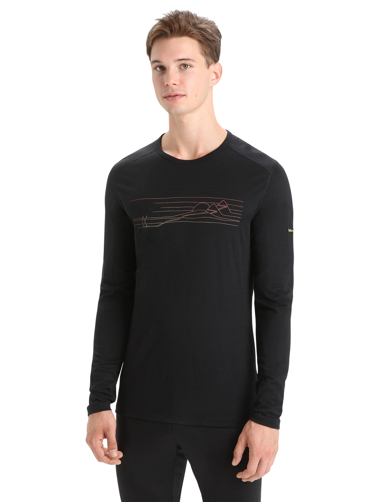 Men's Merino 200 Oasis Long Sleeve Crewe Thermal Top Ski Stripes